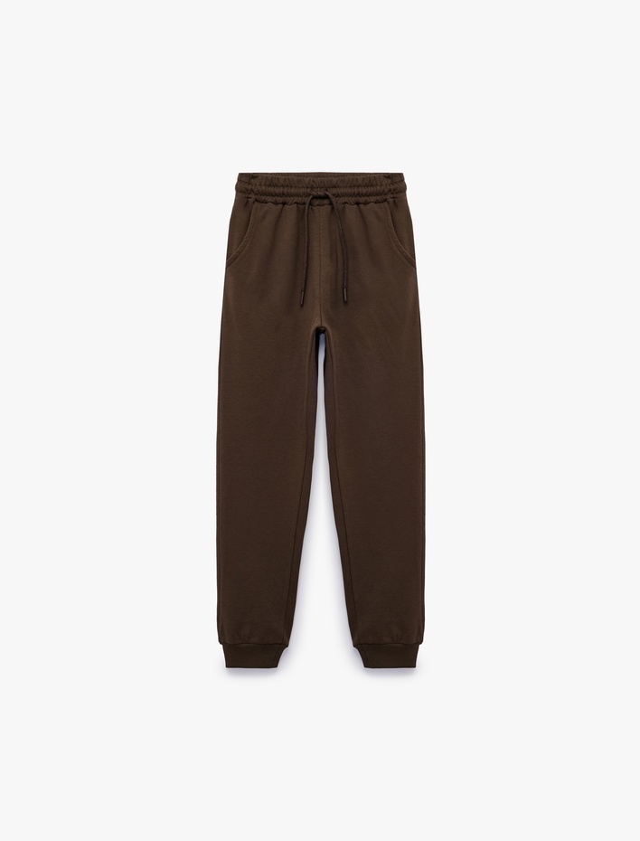 Erkek Çocuk Pamuklu Beli Lastikli Şardonlu Jogger Basic Eşofman Altı