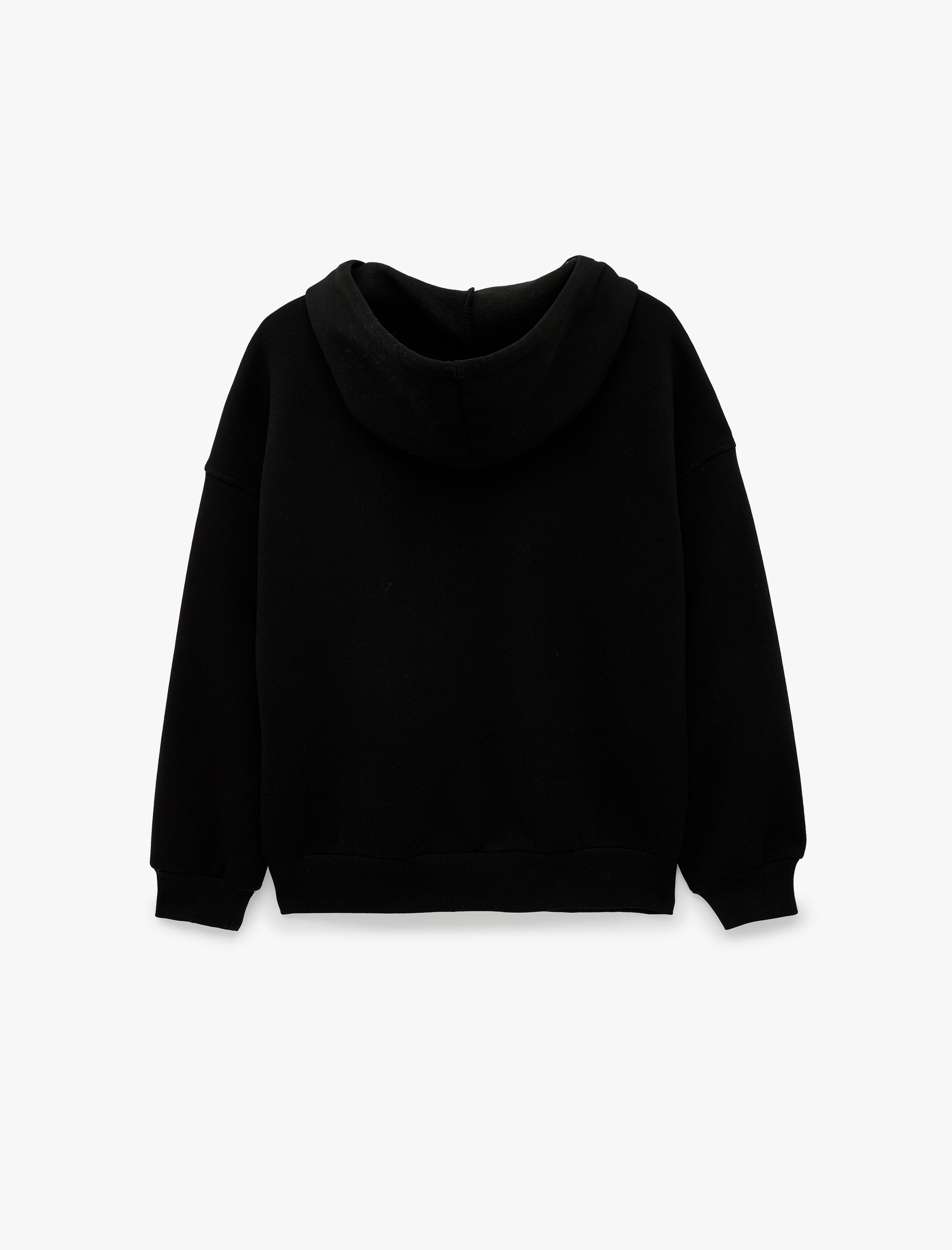   Üç İplik Şardonlu Uzun Kollu Kapüşonlu Baskılı Fermuarlı Sweatshirt