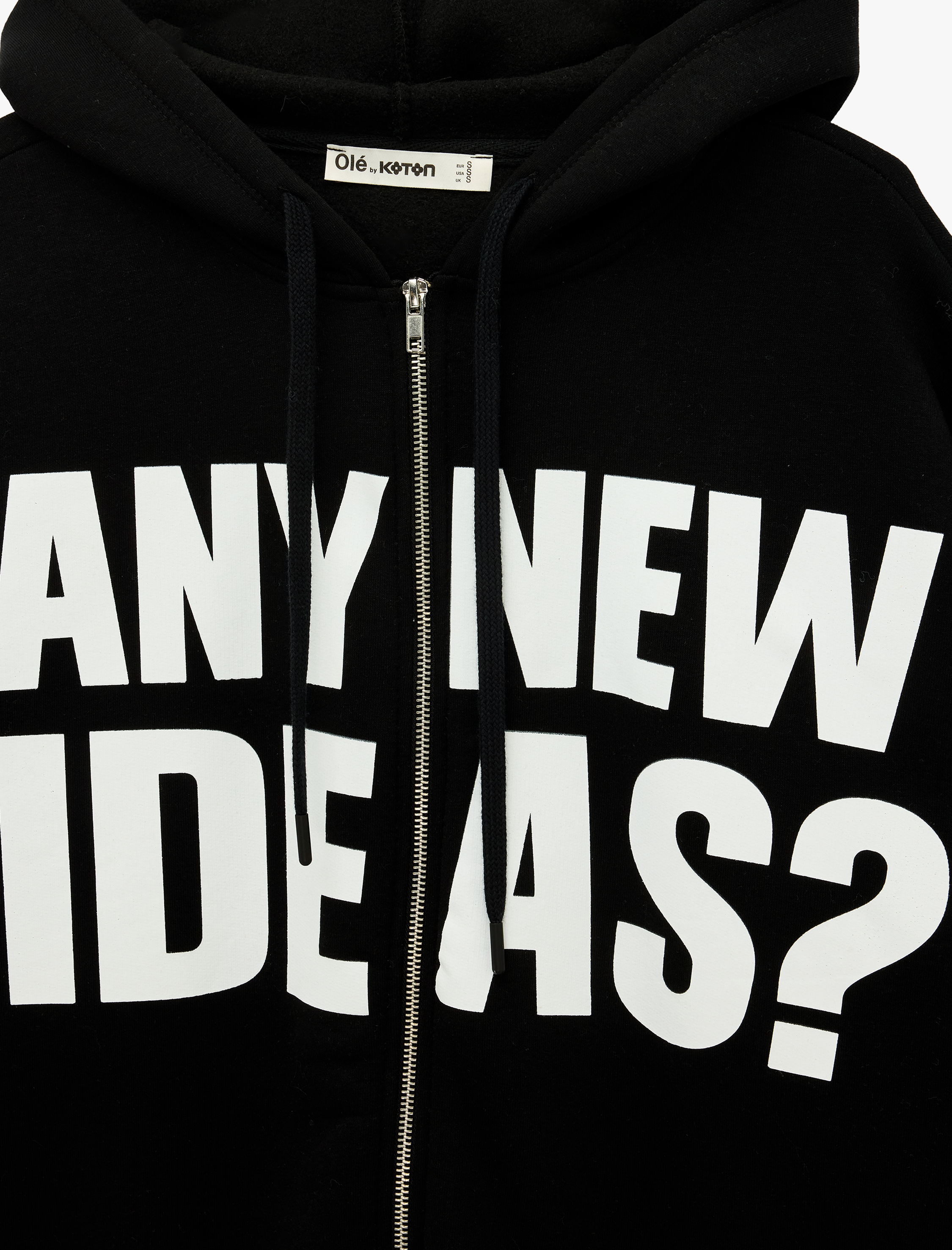  Üç İplik Şardonlu Uzun Kollu Kapüşonlu Baskılı Fermuarlı Sweatshirt