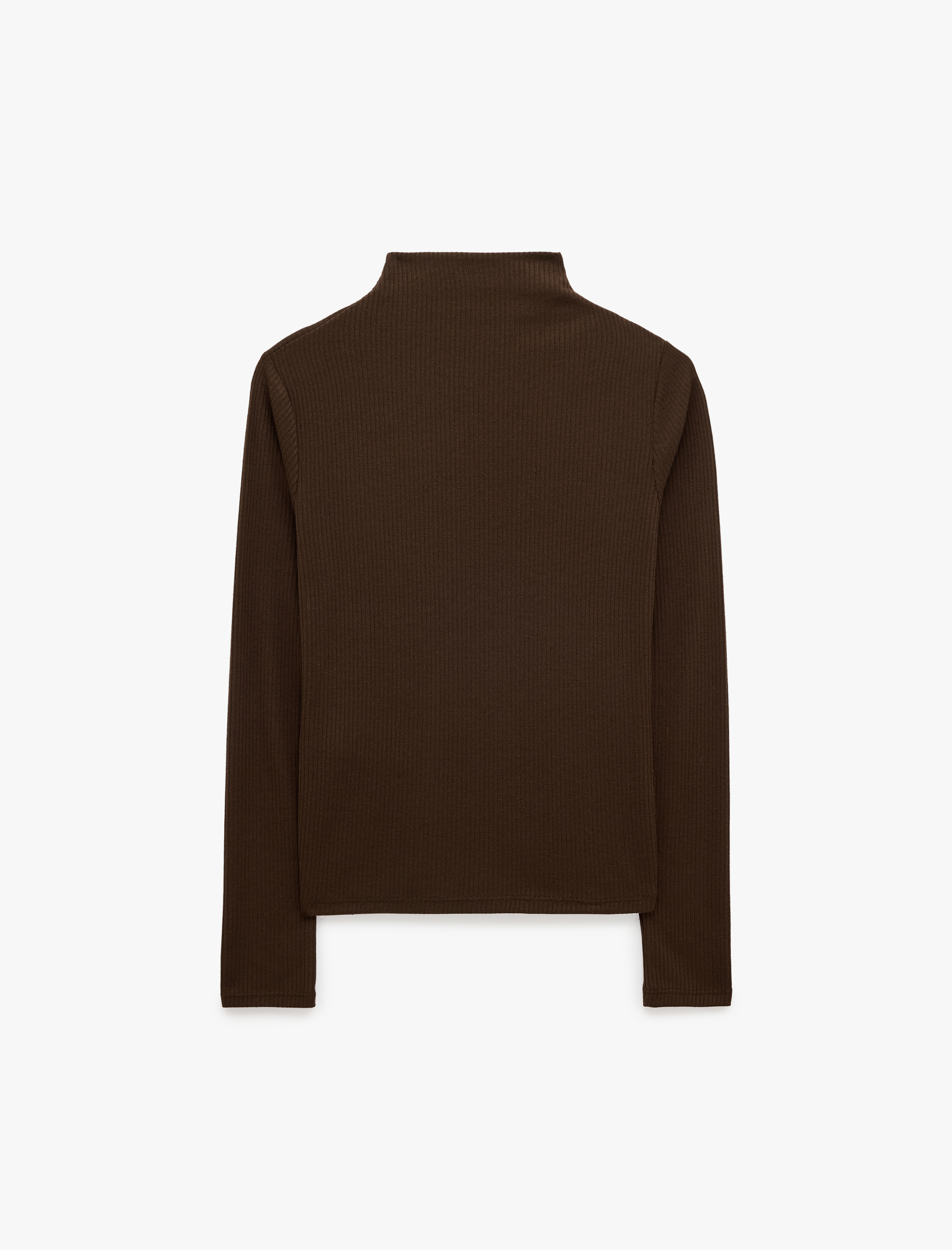   Kaşkorse Kumaş Slim Fit Uzun Kollu Dik Yaka Fitilli Tişört