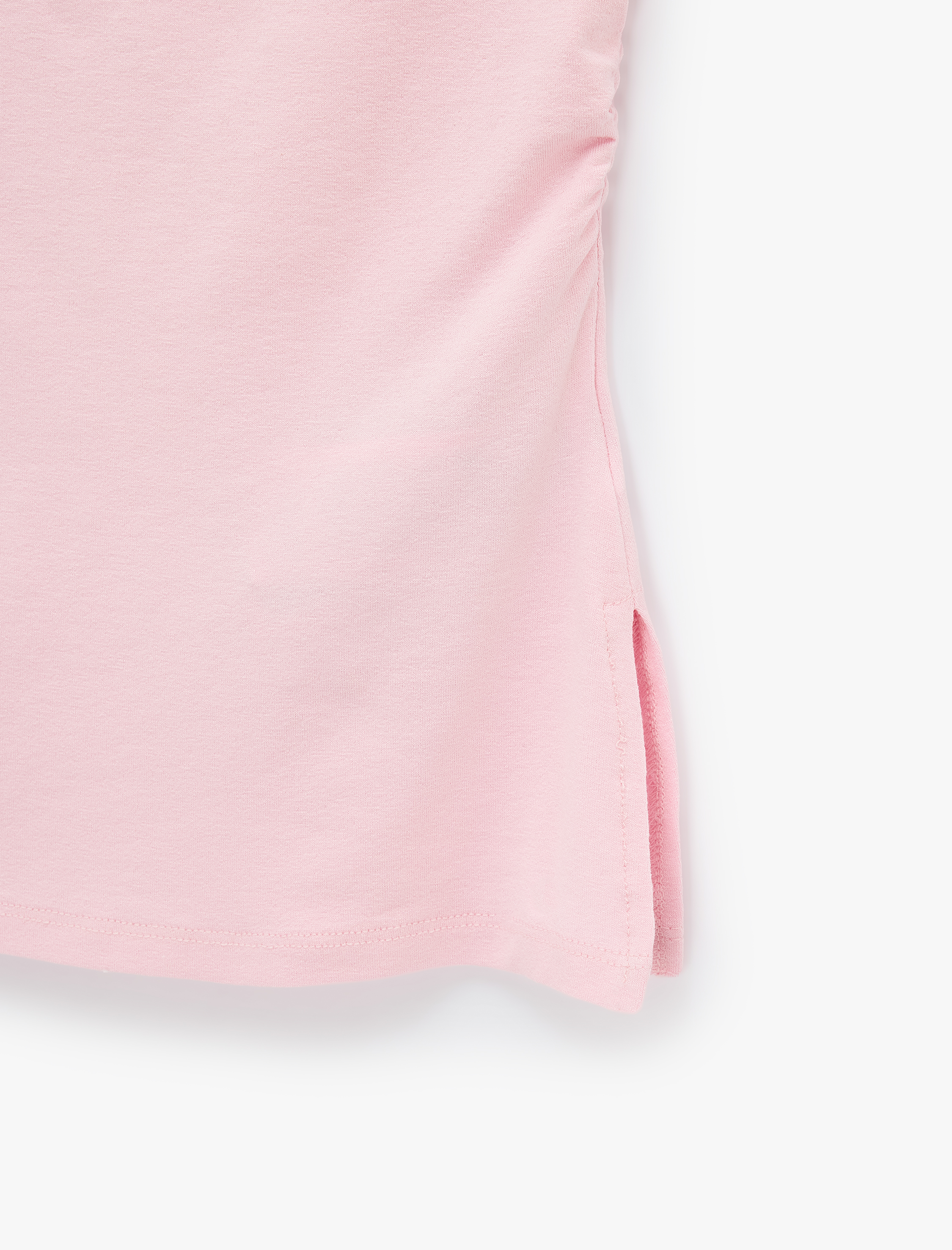   Slim Fit Drape Detaylı Bisiklet Yaka Kısa Kollu Tişört
