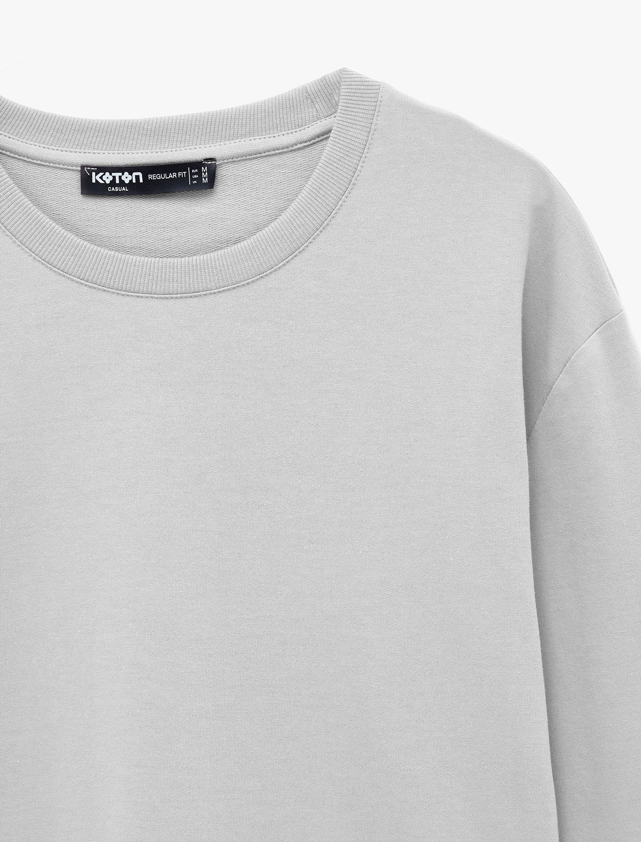   Uzun Kollu Pamuklu Basic Bisiklet Yaka Sweatshirt