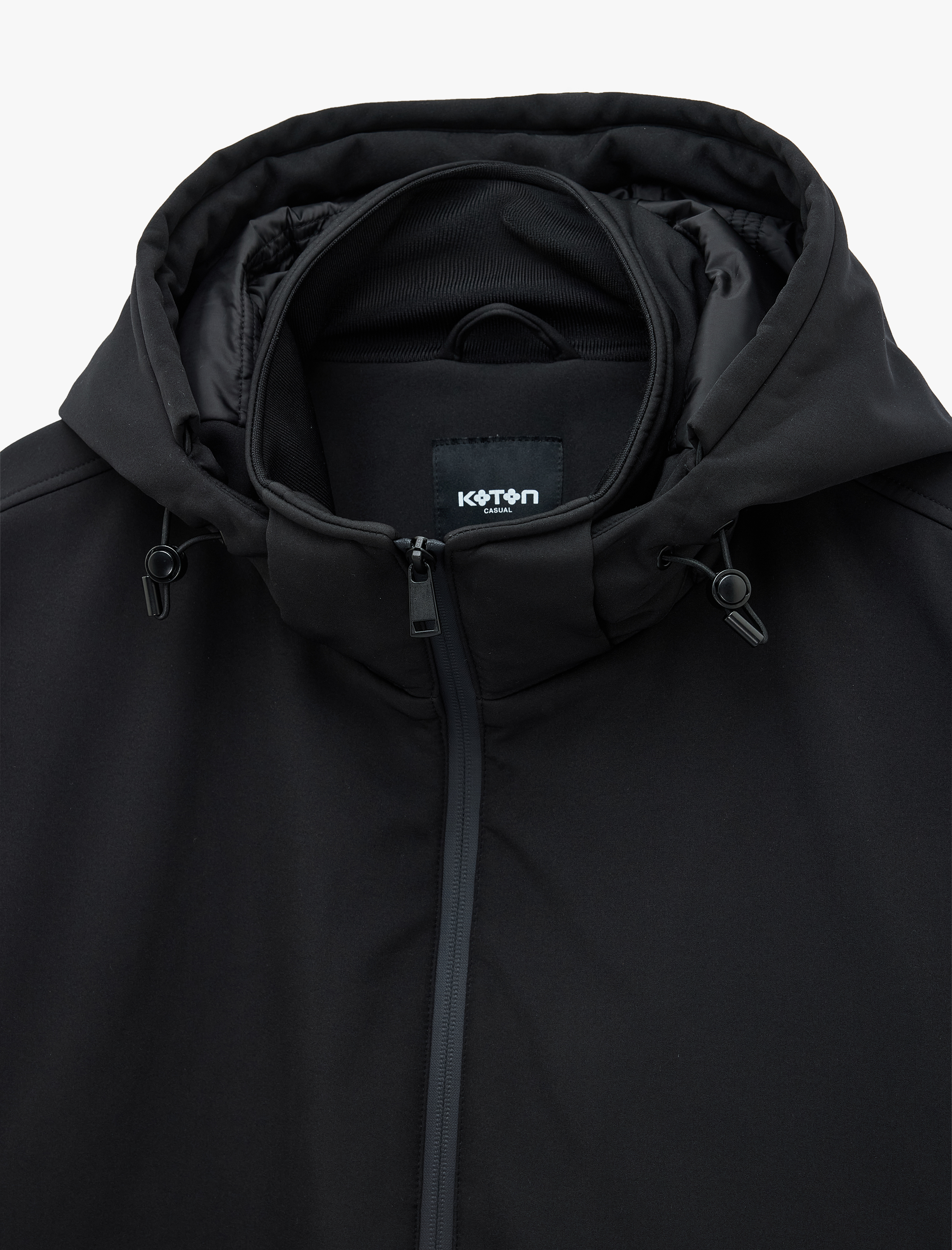   Uzun Kollu Regular Fit Fermuarlı Cepli Kapşonlu Mont