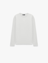 Uzun Kollu Pamuklu Basic Bisiklet Yaka Sweatshirt
