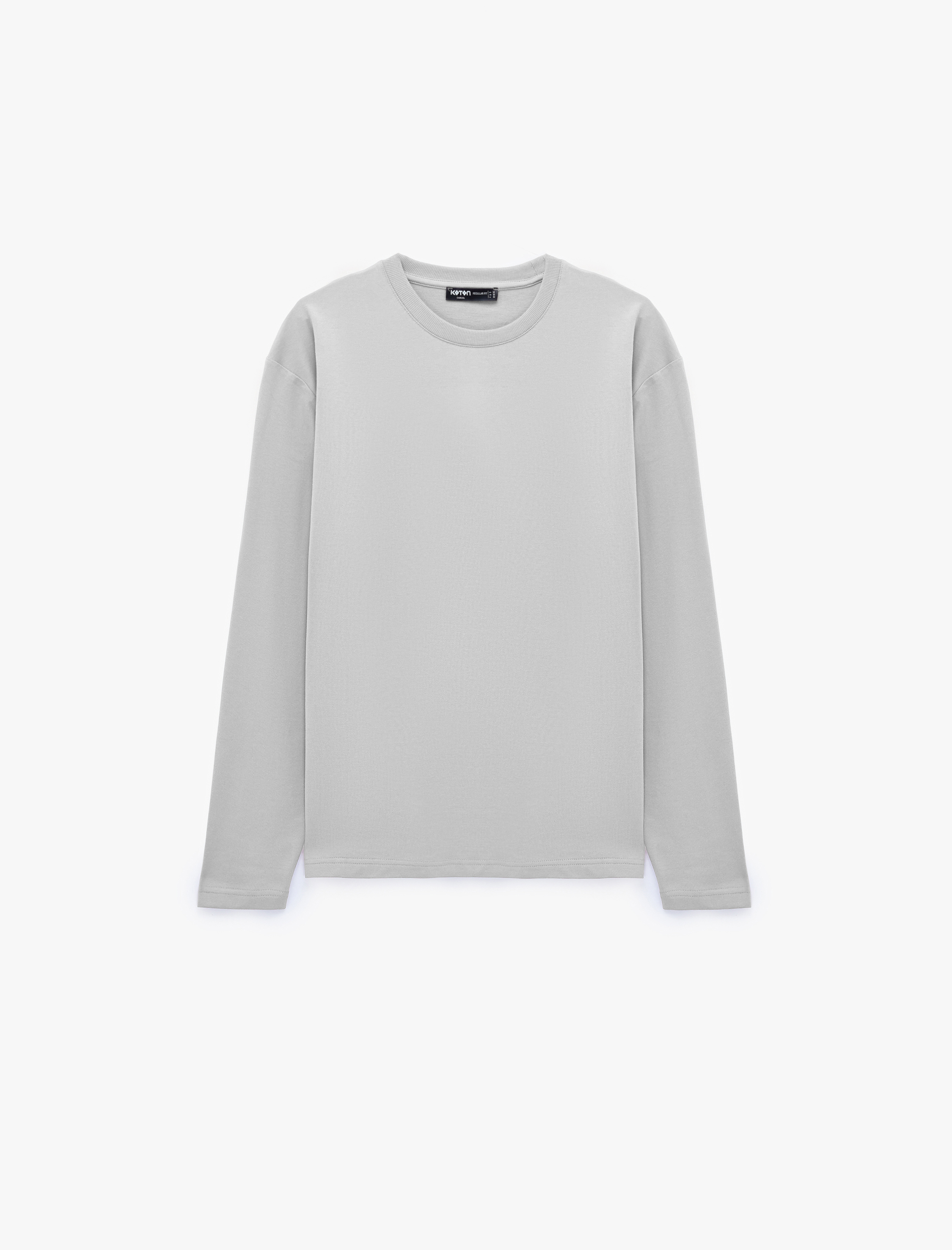   Uzun Kollu Pamuklu Basic Bisiklet Yaka Sweatshirt