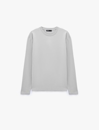 Uzun Kollu Pamuklu Basic Bisiklet Yaka Sweatshirt
