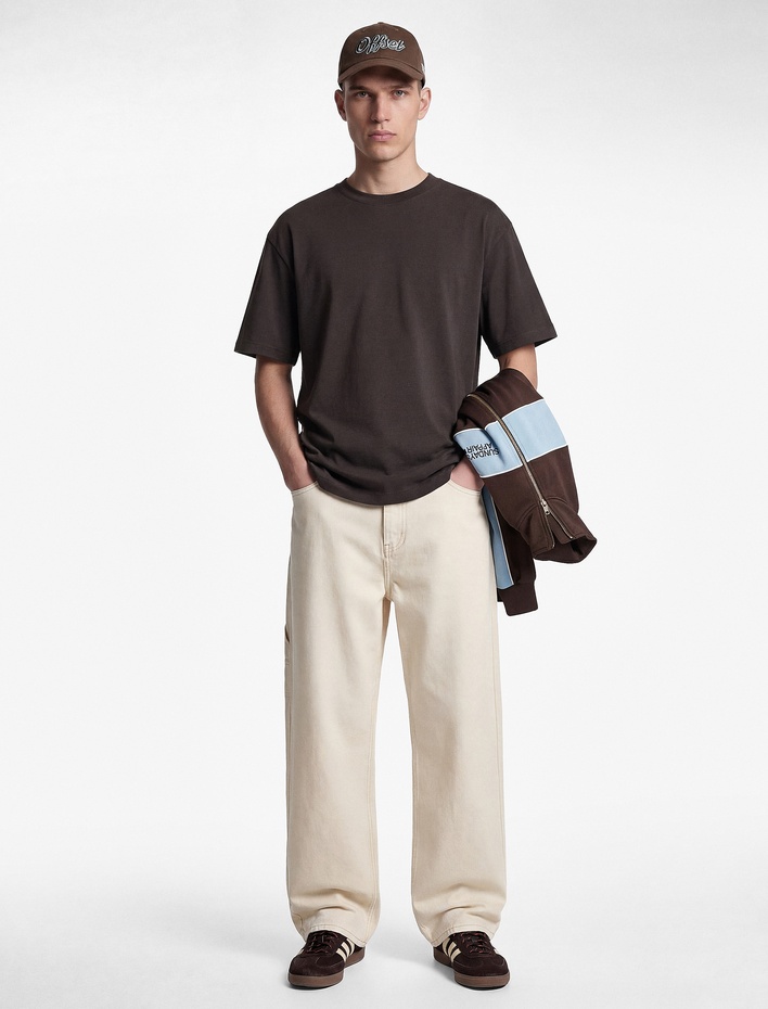  Kısa Kollu Bisiklet Yaka Pamuklu Basic Oversize Tişört
