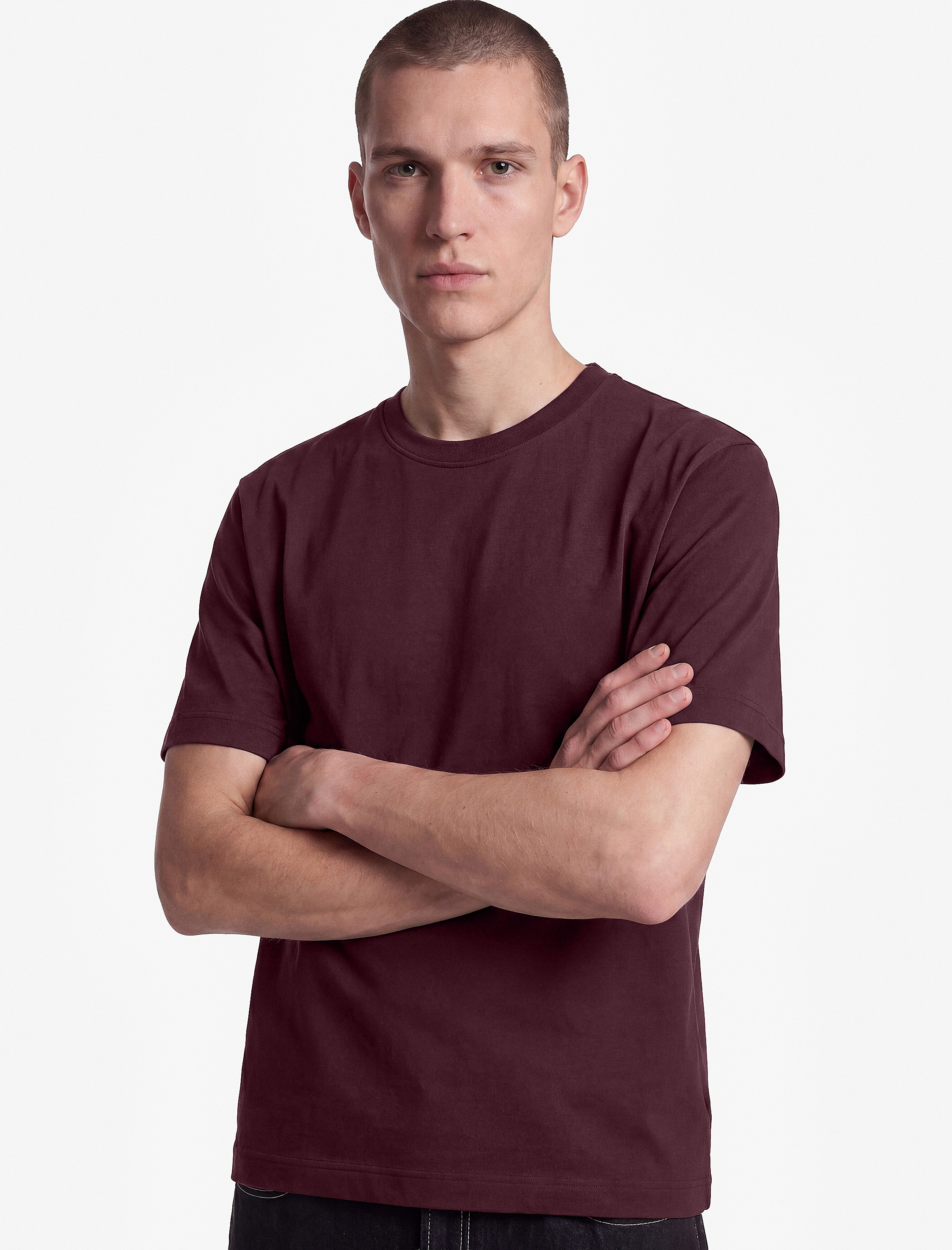   Kısa Kollu Bisiklet Yaka Pamuklu Basic Oversize Tişört