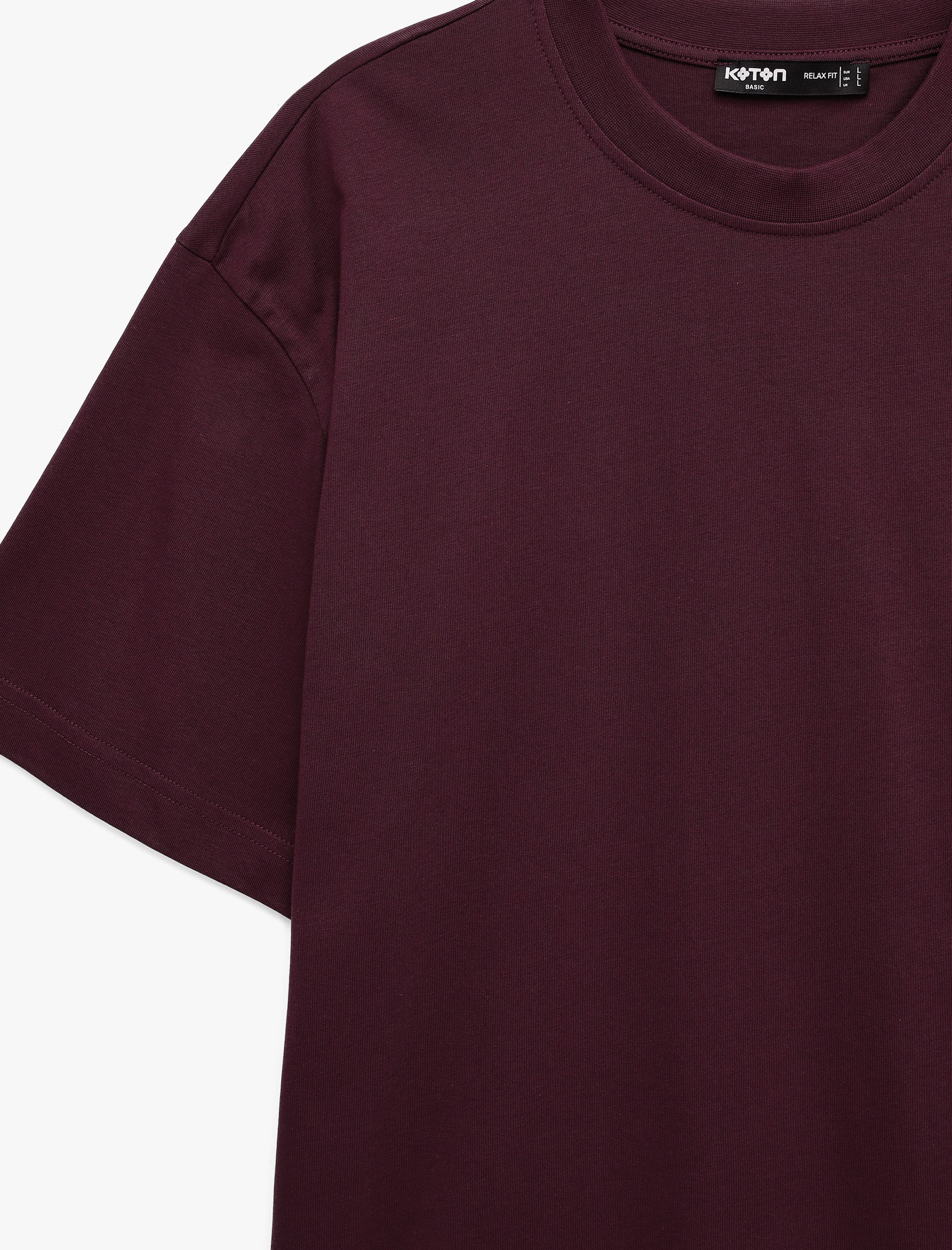   Kısa Kollu Bisiklet Yaka Pamuklu Basic Oversize Tişört