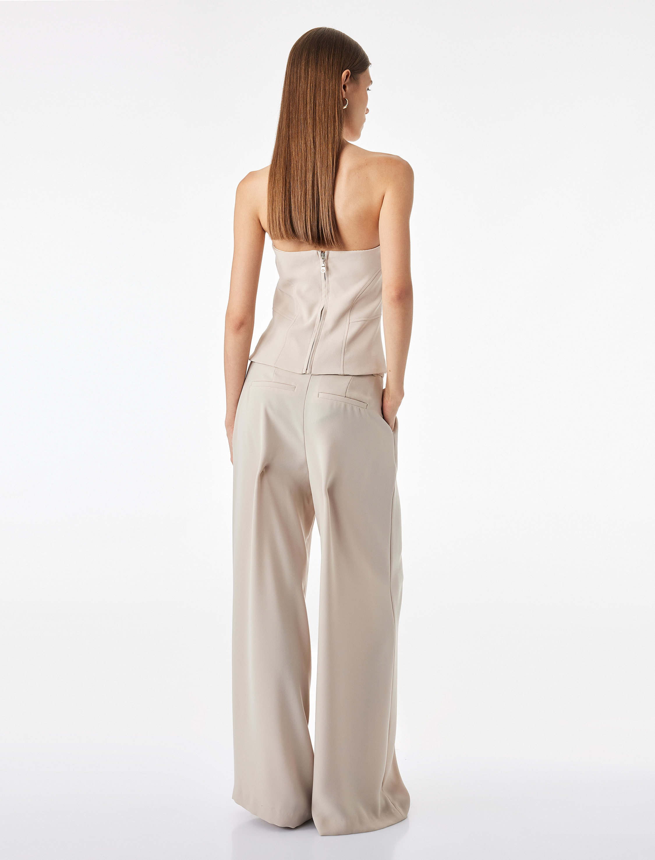   Krep Kumaş Straplez Kolsuz Slim Fit Korse Büstiyer