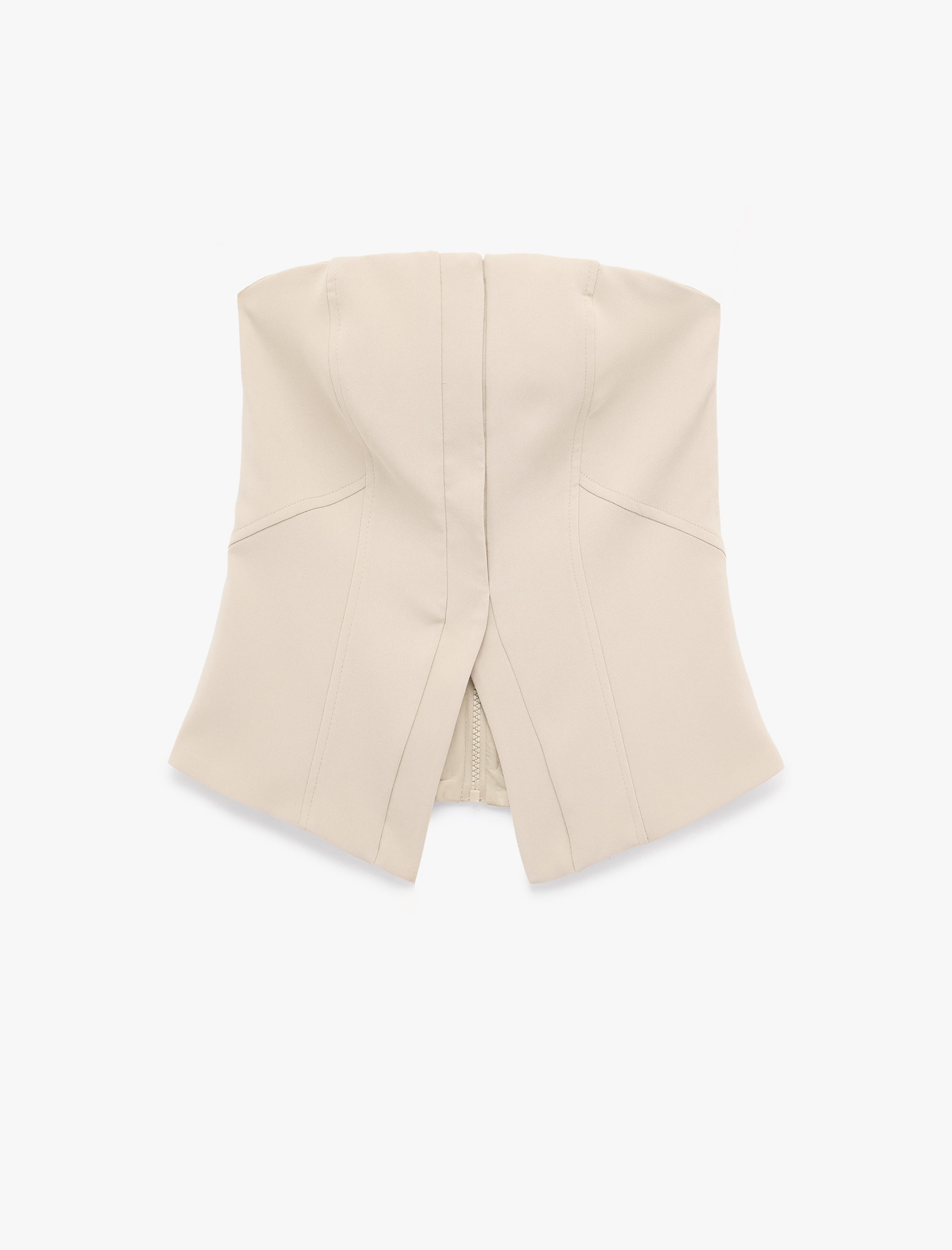   Krep Kumaş Straplez Kolsuz Slim Fit Korse Büstiyer