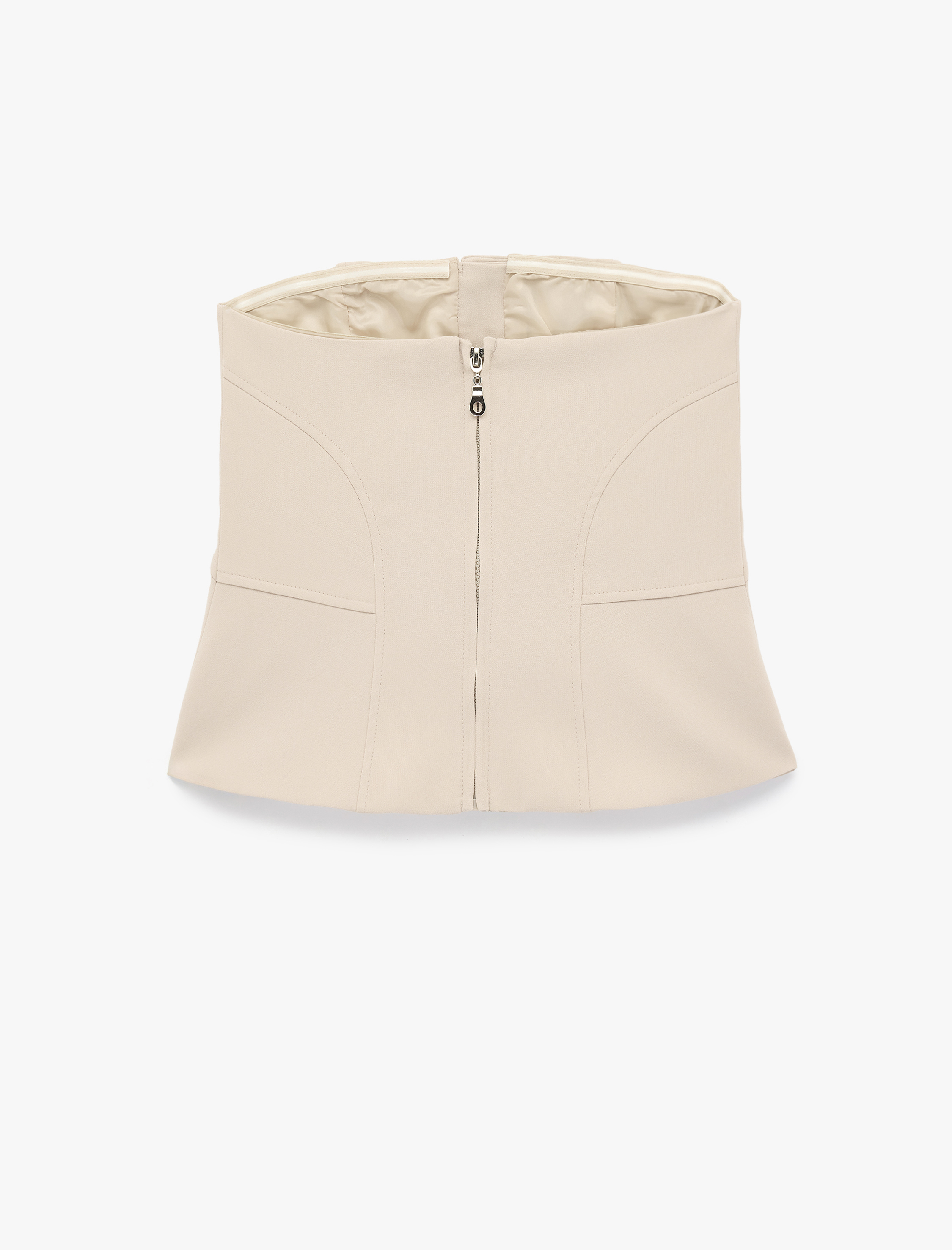   Krep Kumaş Straplez Kolsuz Slim Fit Korse Büstiyer