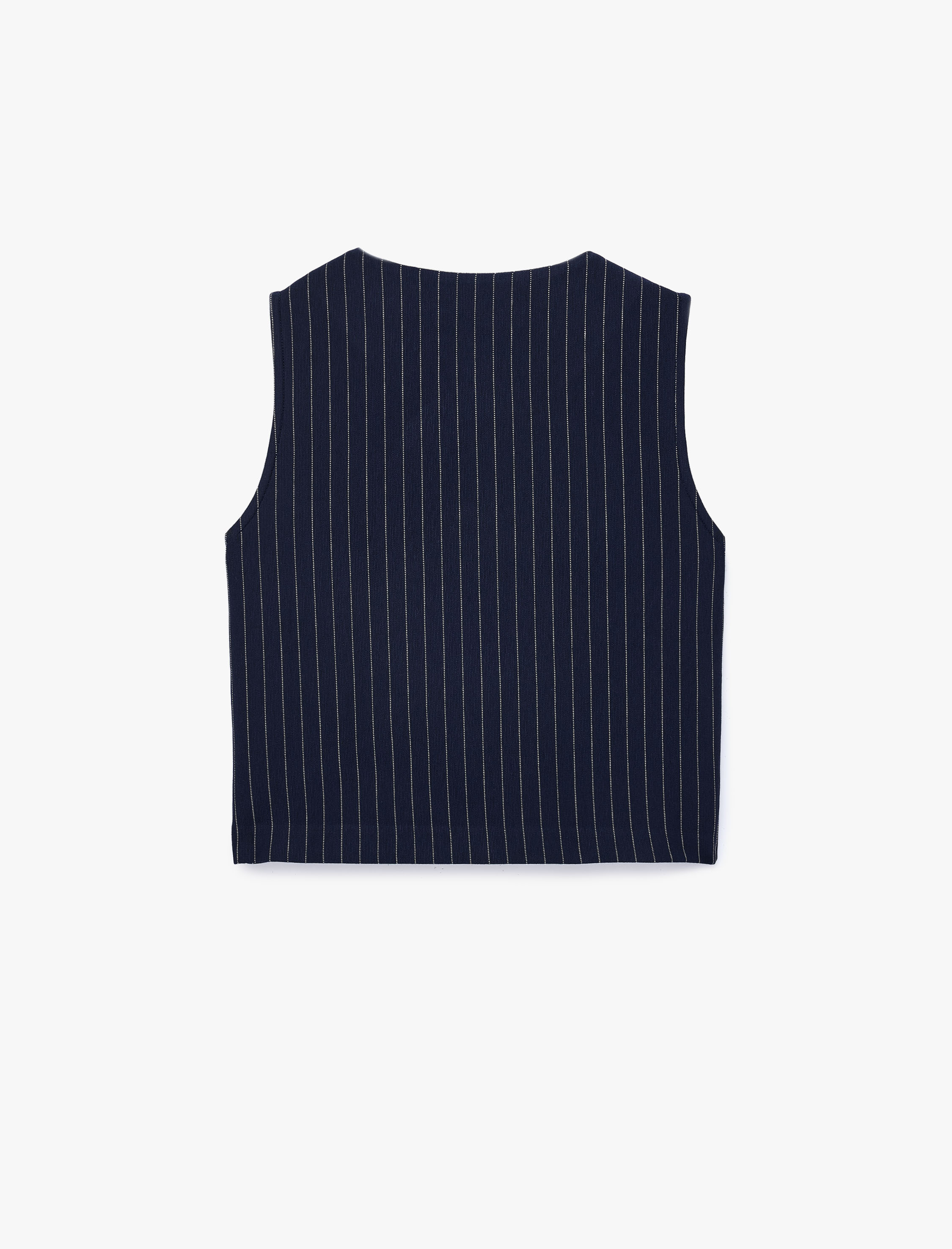   Slim Fit Düğmeli Bisiklet Yaka Çizgili Yelek