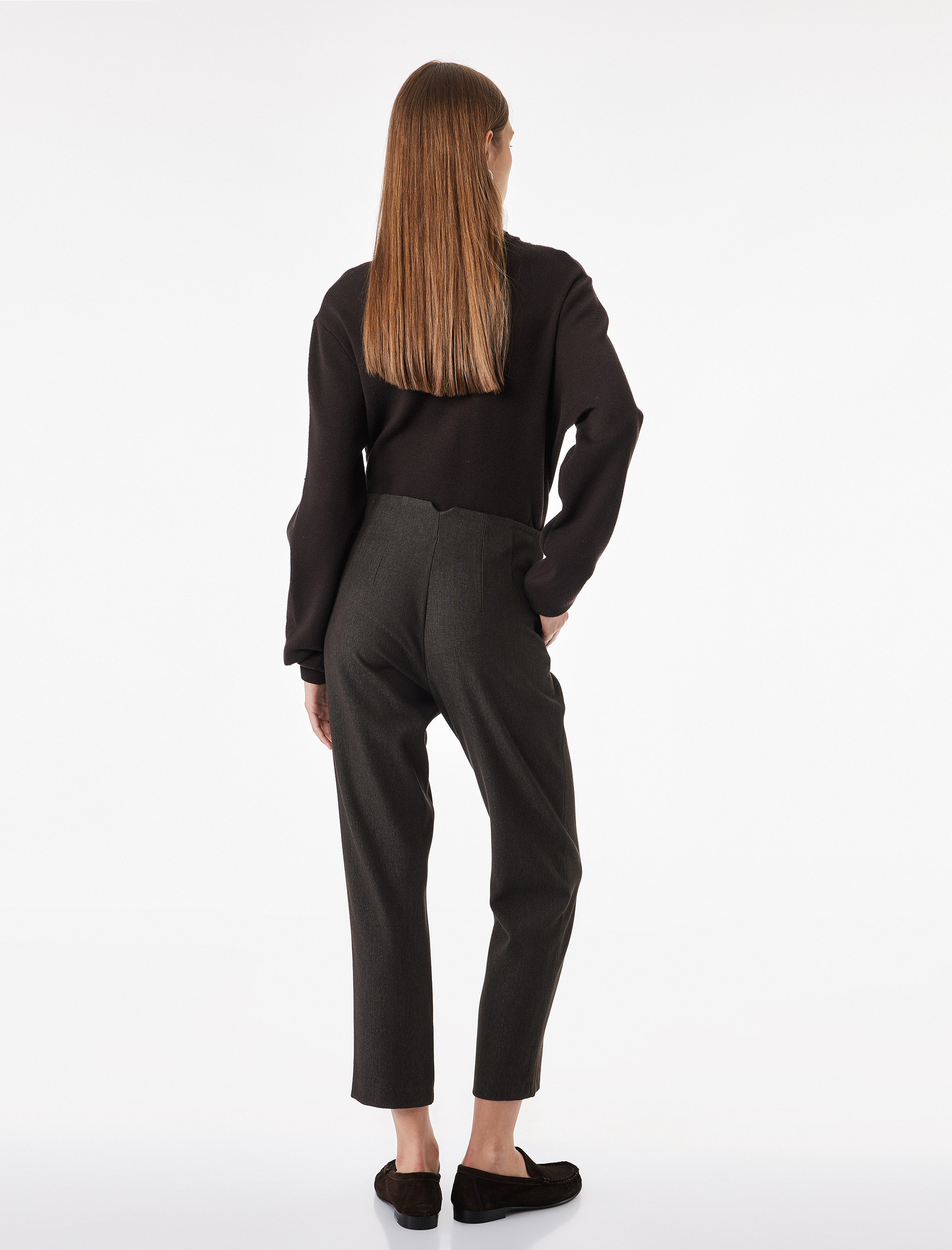   Slim Fit Düz Kısa Paça Viskon Karışımlı Cigarette Pantolon
