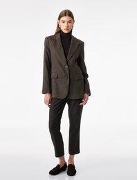 Slim Fit Düz Kısa Paça Viskon Karışımlı Cigarette Pantolon