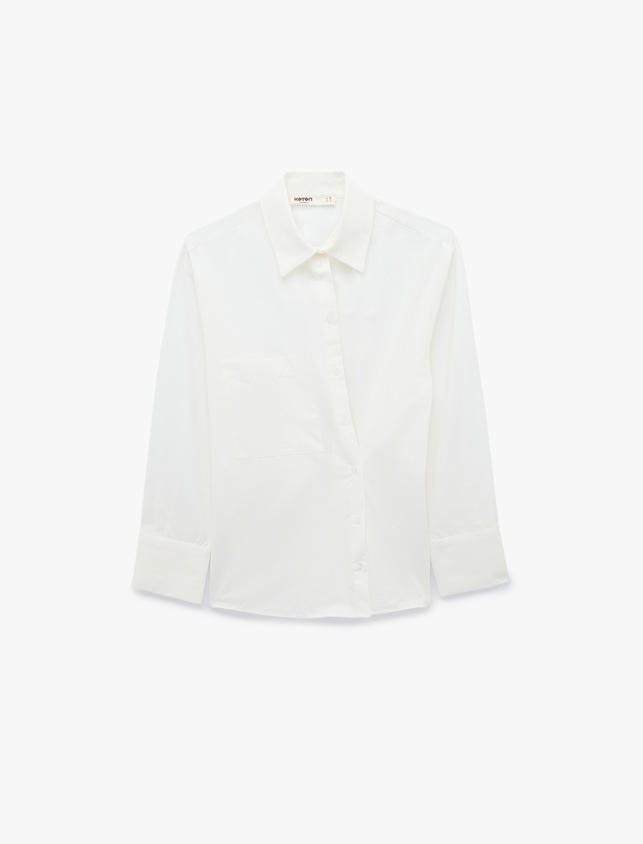   Pamuklu Cepli Uzun Kollu Oversize Poplin Gömlek