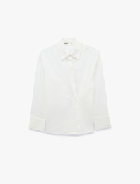 Pamuklu Cepli Uzun Kollu Oversize Poplin Gömlek