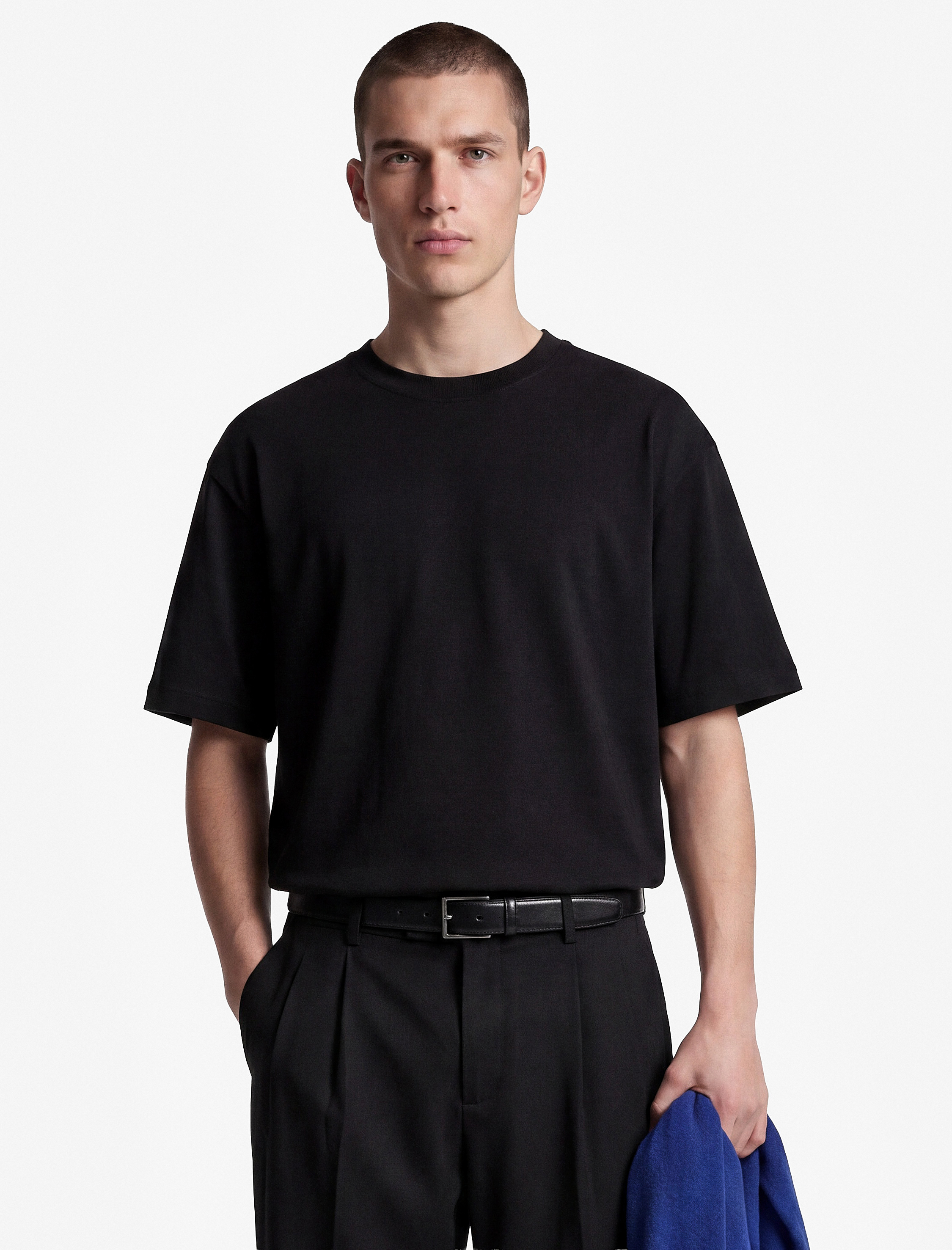   Kısa Kollu Bisiklet Yaka Pamuklu Basic Oversize Tişört