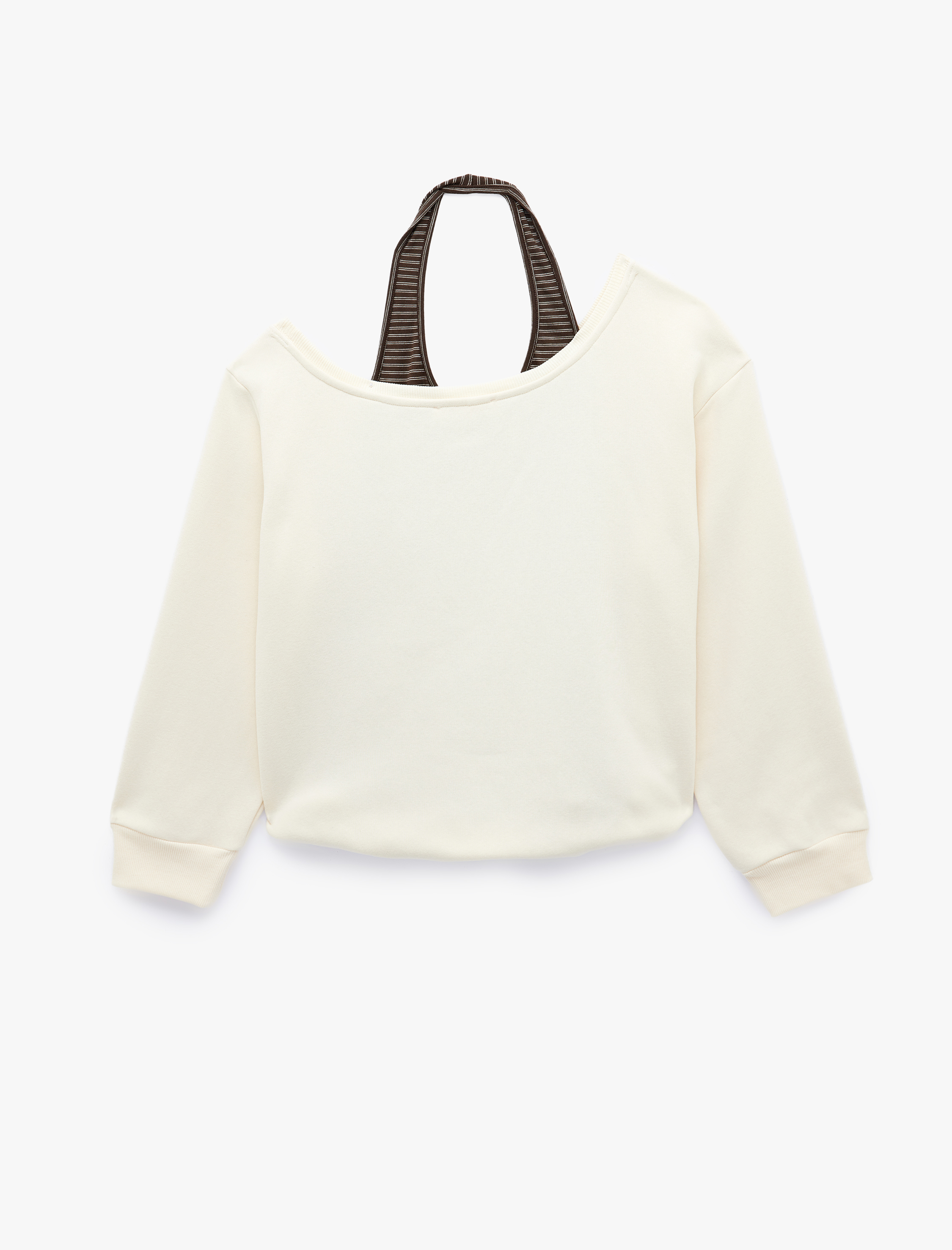   Halter Yaka Uzun Kollu Şardonlu Baskılı Sweatshirt