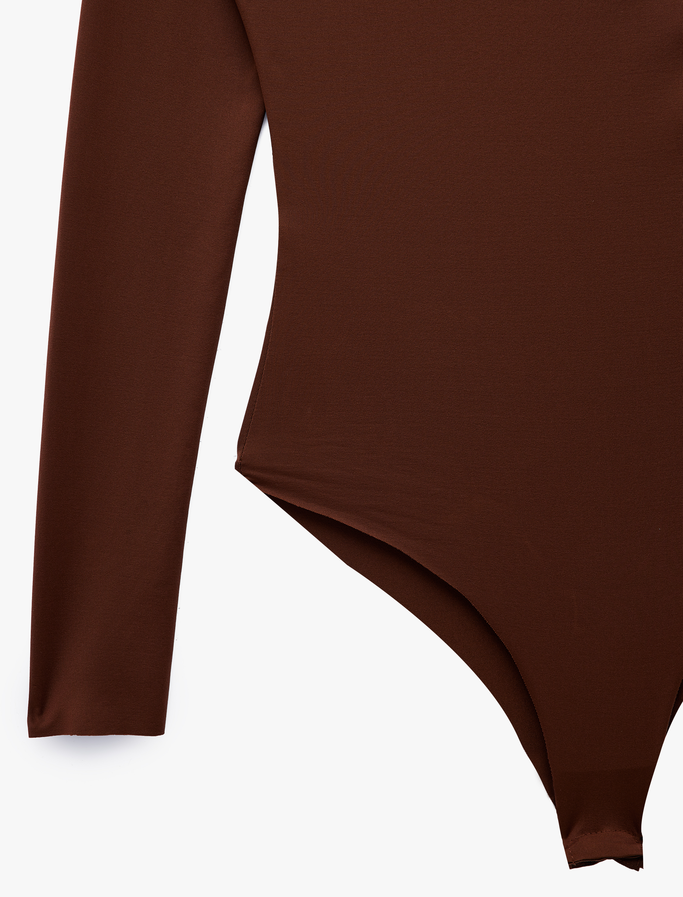   Slim Fit Uzun Kollu Drape Detaylı Hafif Dik Yaka Bodysuit