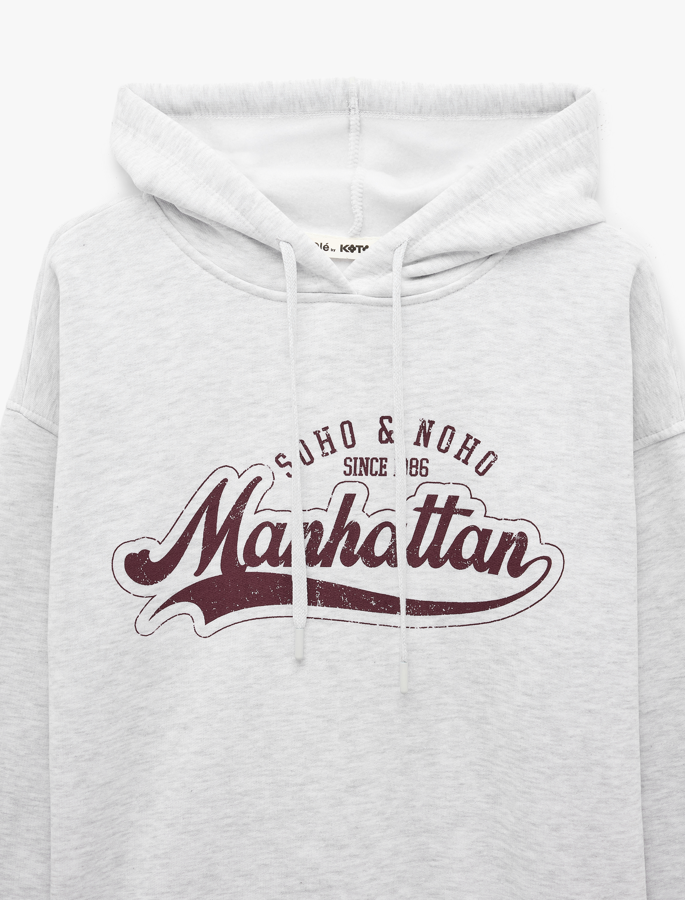  Şardonlu Uzun Kollu Baskılı Kapüşonlu Sweatshirt