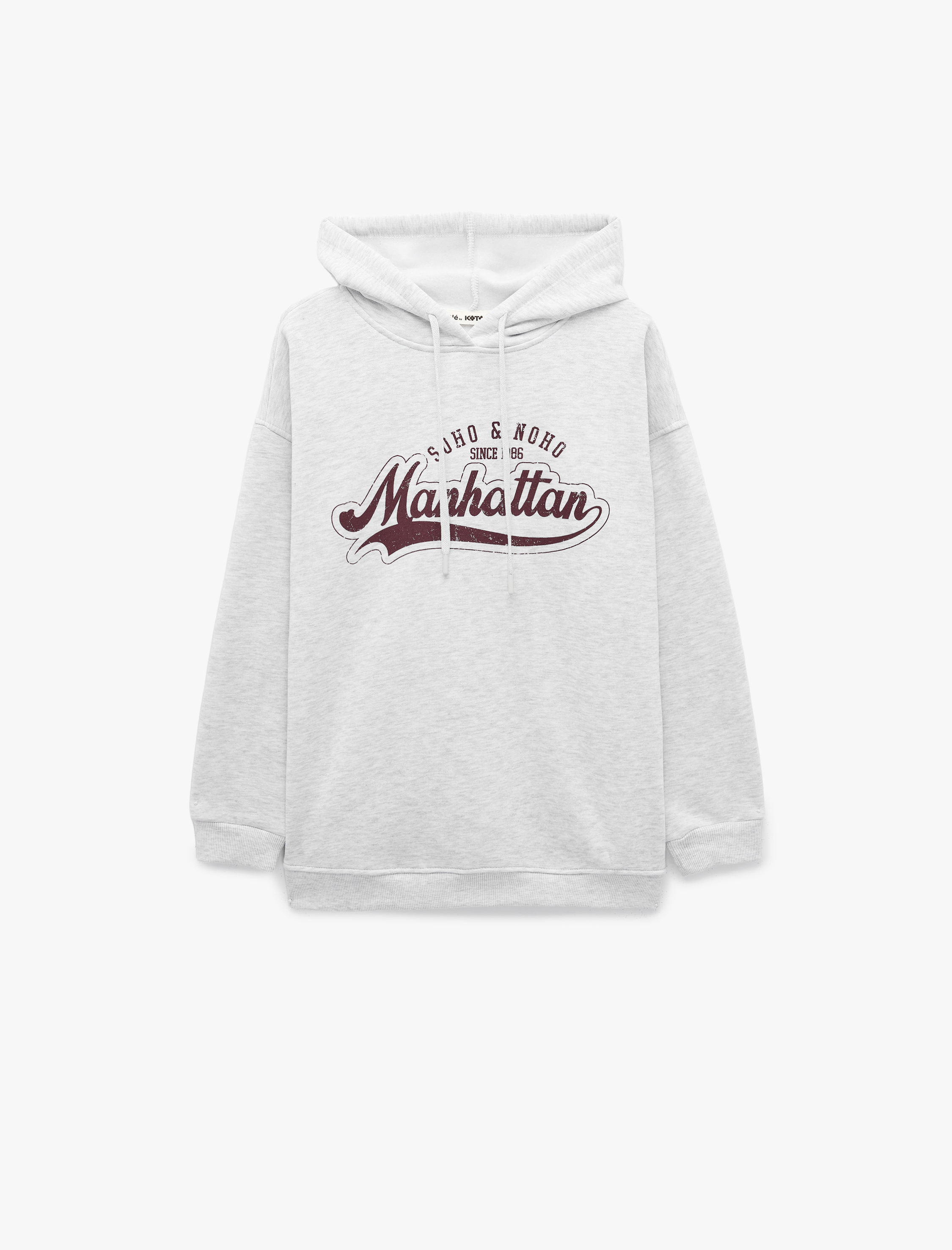   Şardonlu Uzun Kollu Baskılı Kapüşonlu Sweatshirt