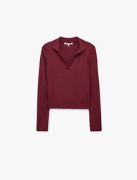Şardonlu Uzun Kollu Slim Fit Polo Yaka Tişört