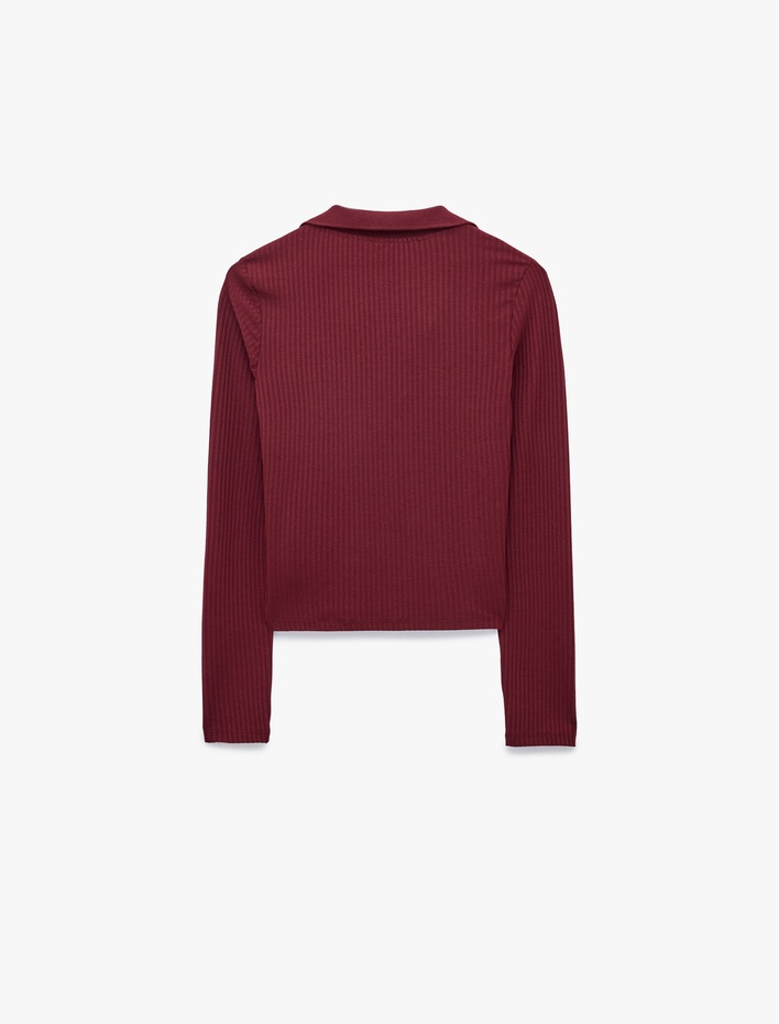  Şardonlu Uzun Kollu Slim Fit Polo Yaka Tişört