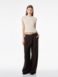 Slim Fit Pamuklu Kısa Kollu Bisiklet Yaka Çizgili Tişört