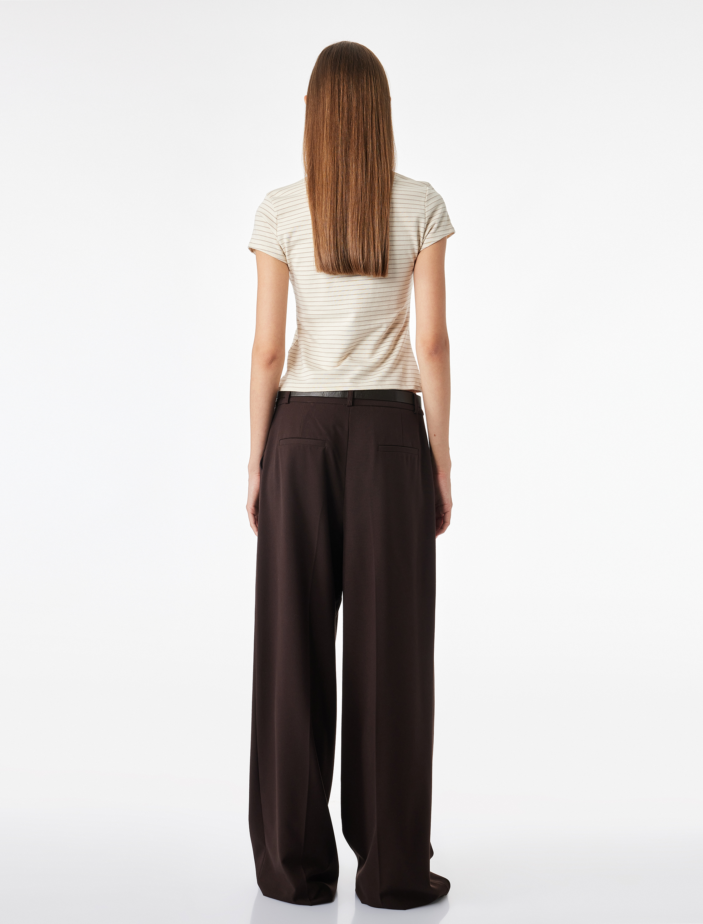   Slim Fit Pamuklu Kısa Kollu Bisiklet Yaka Çizgili Tişört