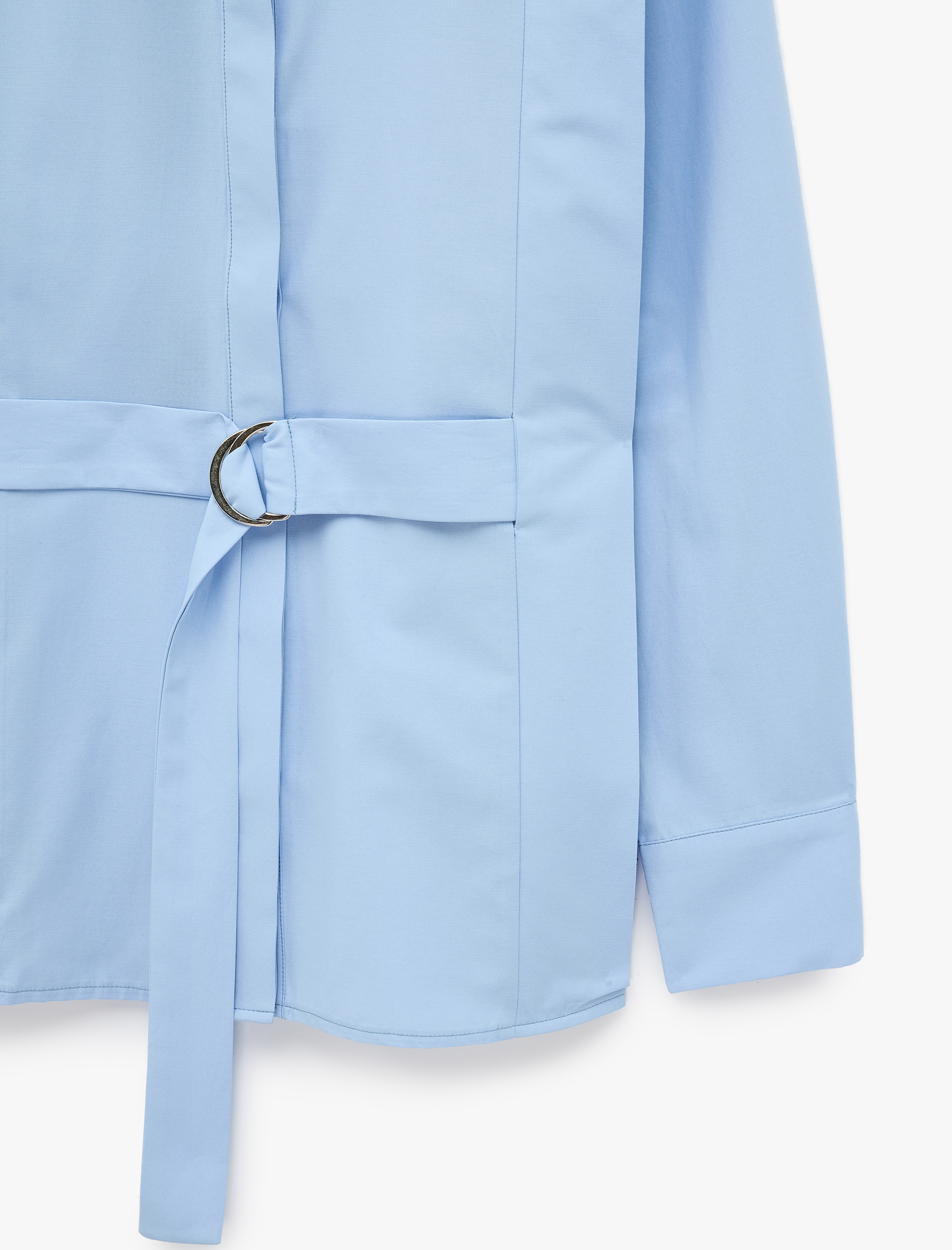   Pamuklu Regular Fit Uzun Kollu Kemerli Poplin Gömlek