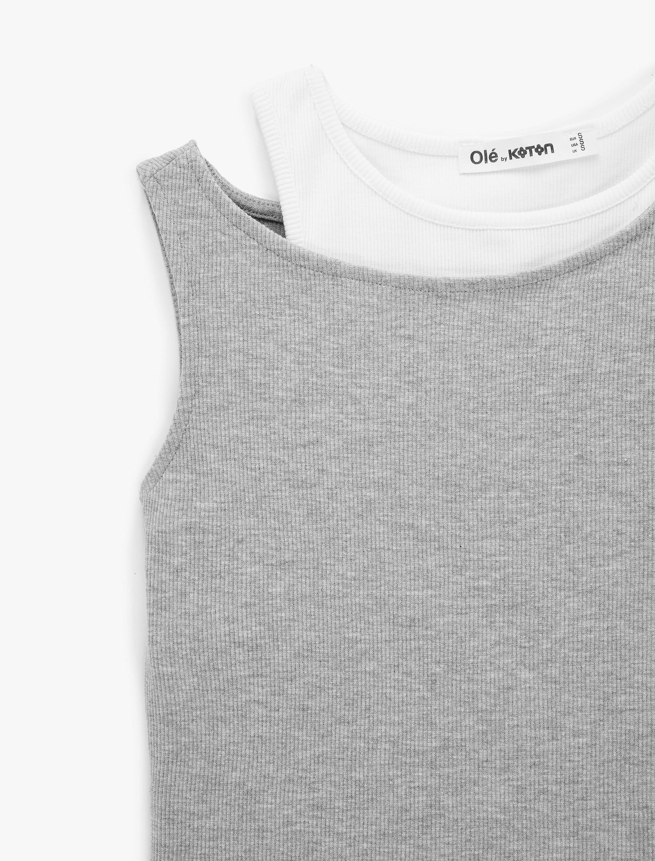   Kaşkorse Pamuklu İkili Katmanlı Kolsuz Halter Yaka Bluz