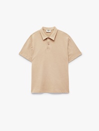 Pamuklu Düğmeli Kısa Kollu Basic Polo Yaka Tişört