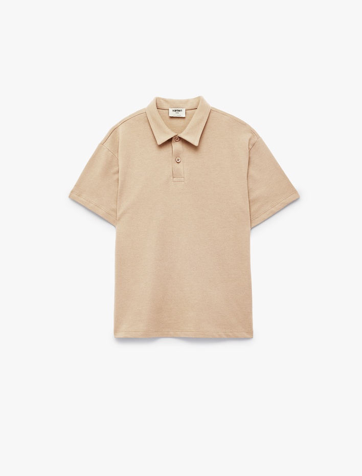 Erkek Çocuk Pamuklu Düğmeli Kısa Kollu Basic Polo Yaka Tişört