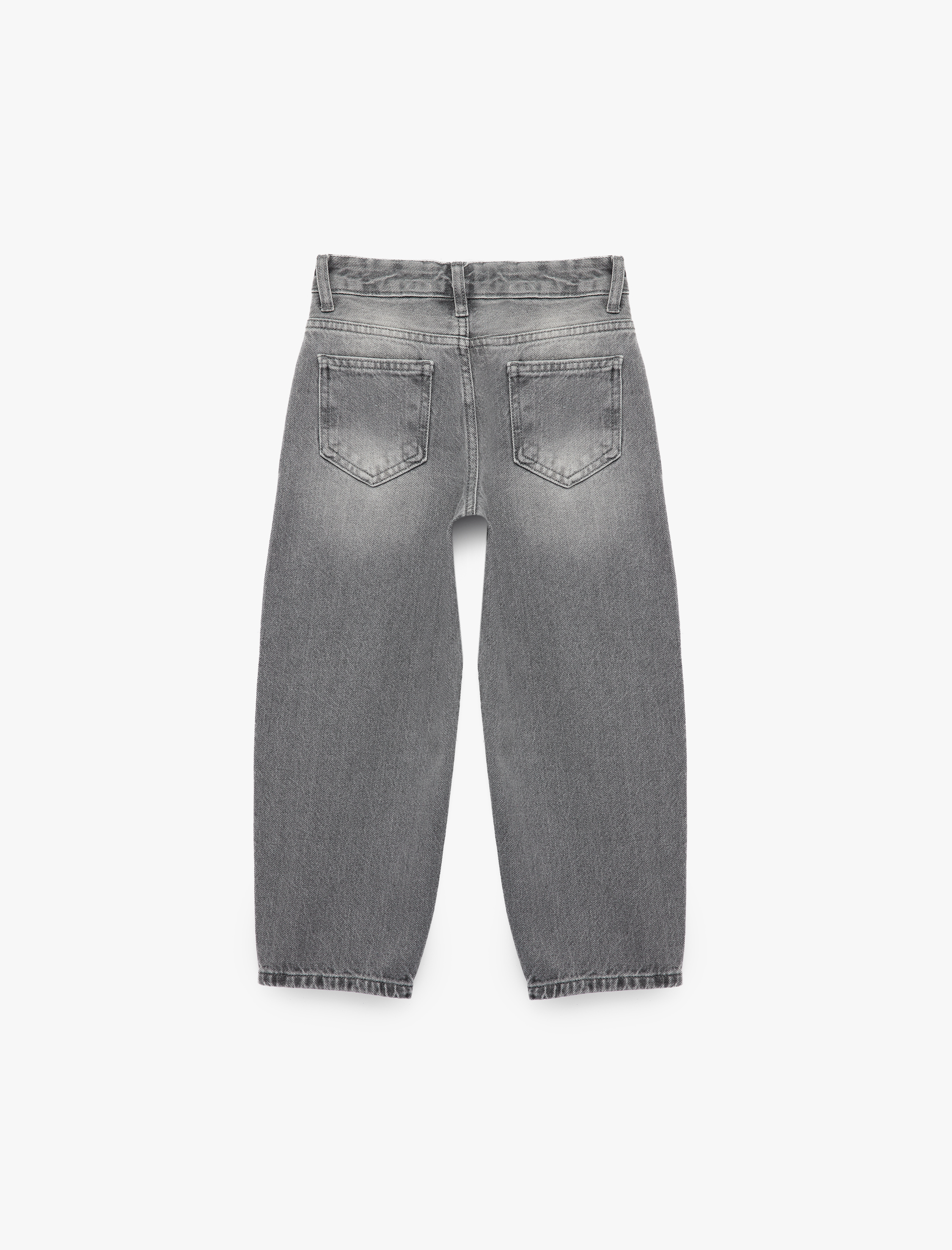  Kız Çocuk Loose Fit Cepli Pamuklu Denim Pantolon