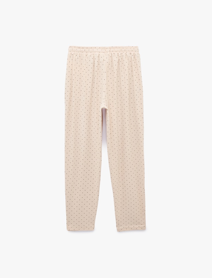  Beli Bağcıklı Puantiyeli Rahat Kalıp Pijama Altı