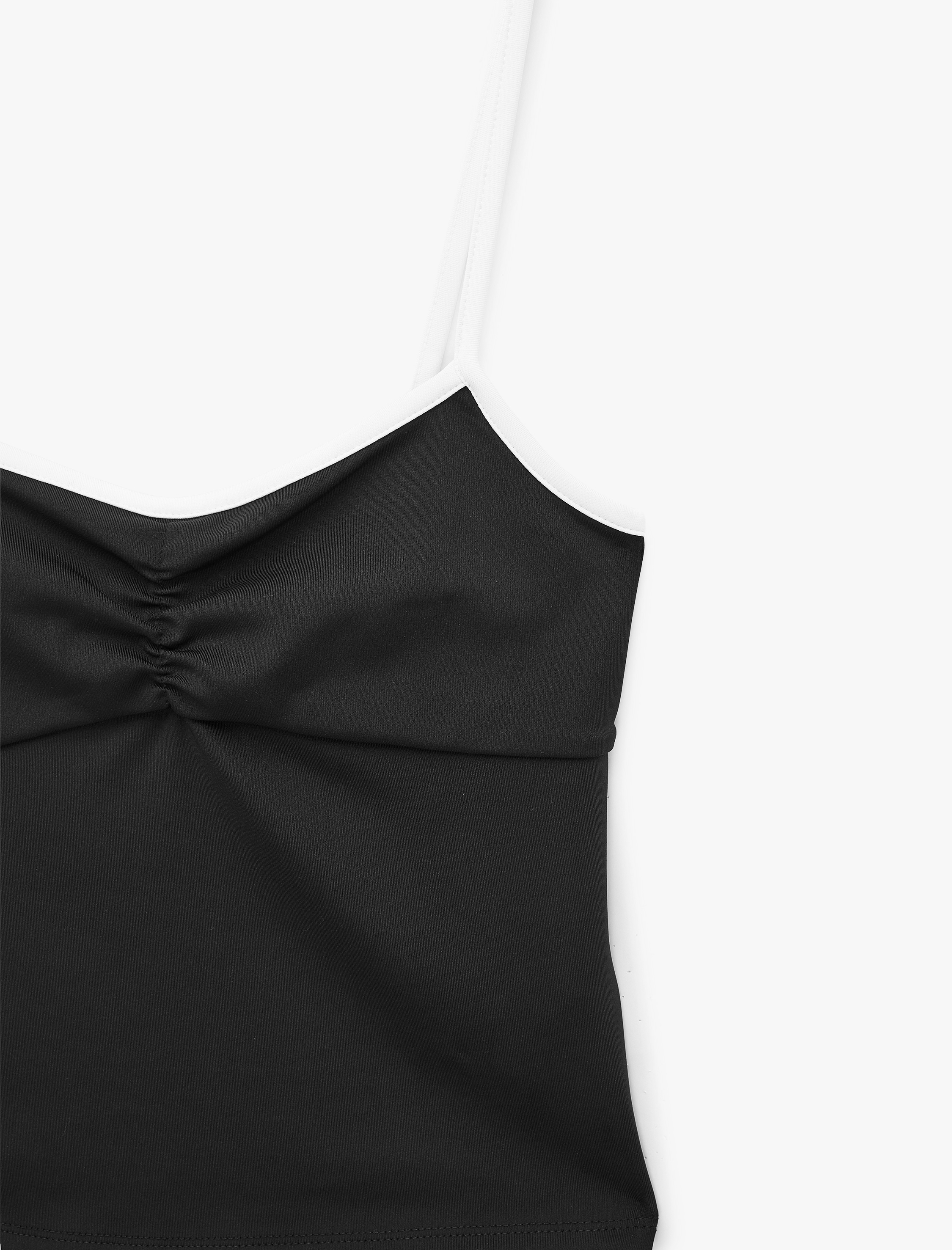   Renk Kontrastlı Slim Fit Büzgülü İnce Askılı Spor Atlet