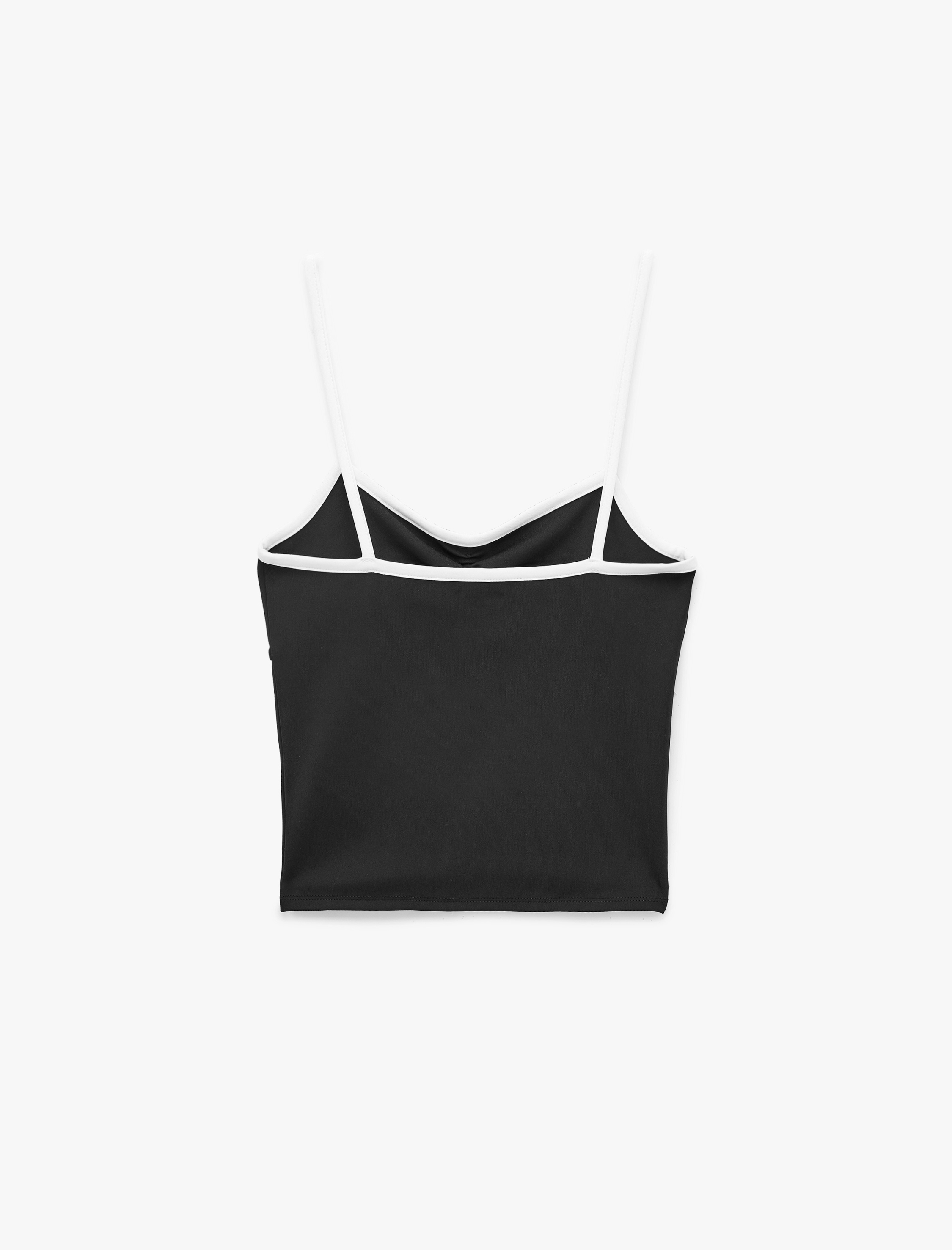  Renk Kontrastlı Slim Fit Büzgülü İnce Askılı Spor Atlet