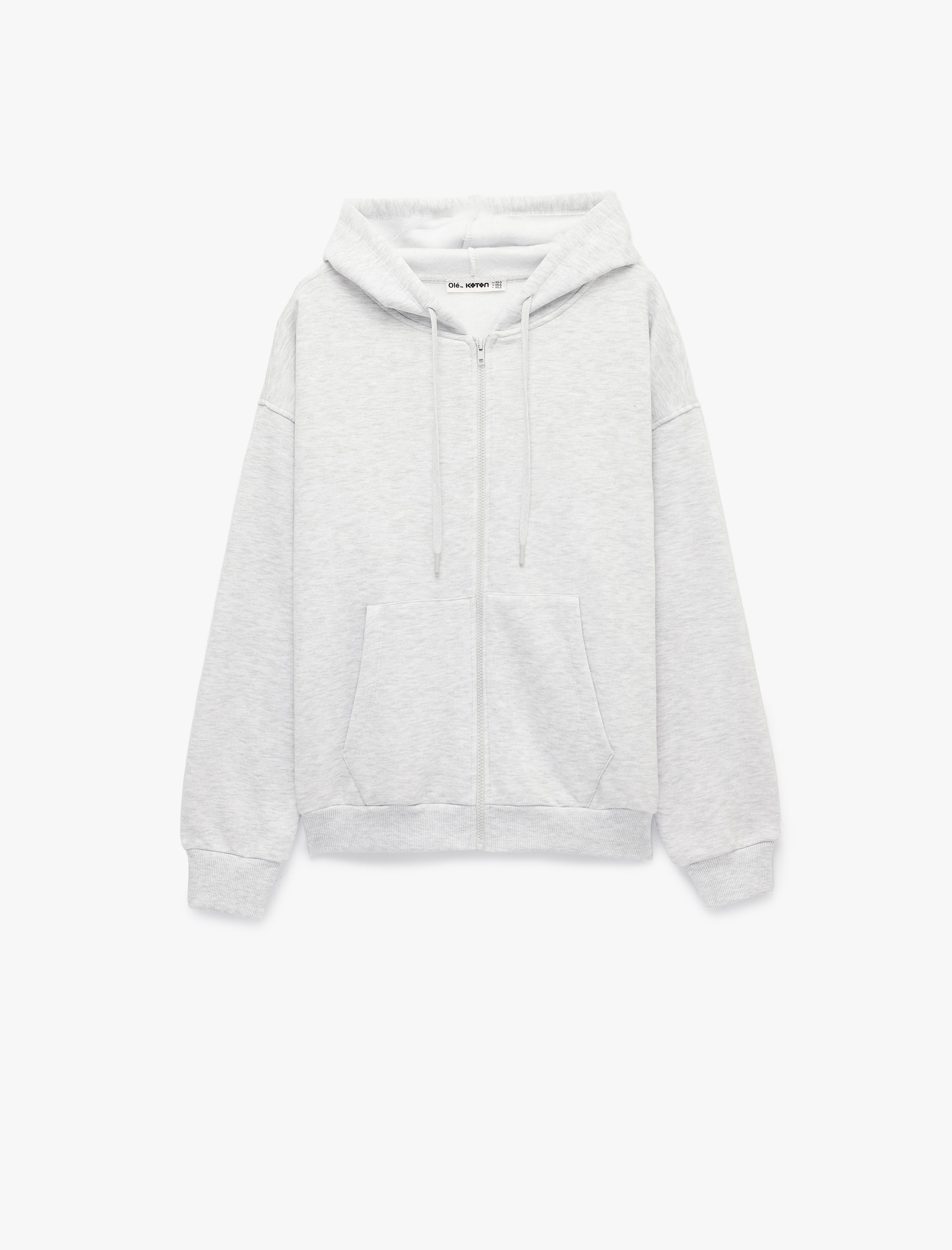   Uzun Kollu Şardonlu Cepli Rahat Kalıp Fermuarlı Kapüşonlu Sweatshirt
