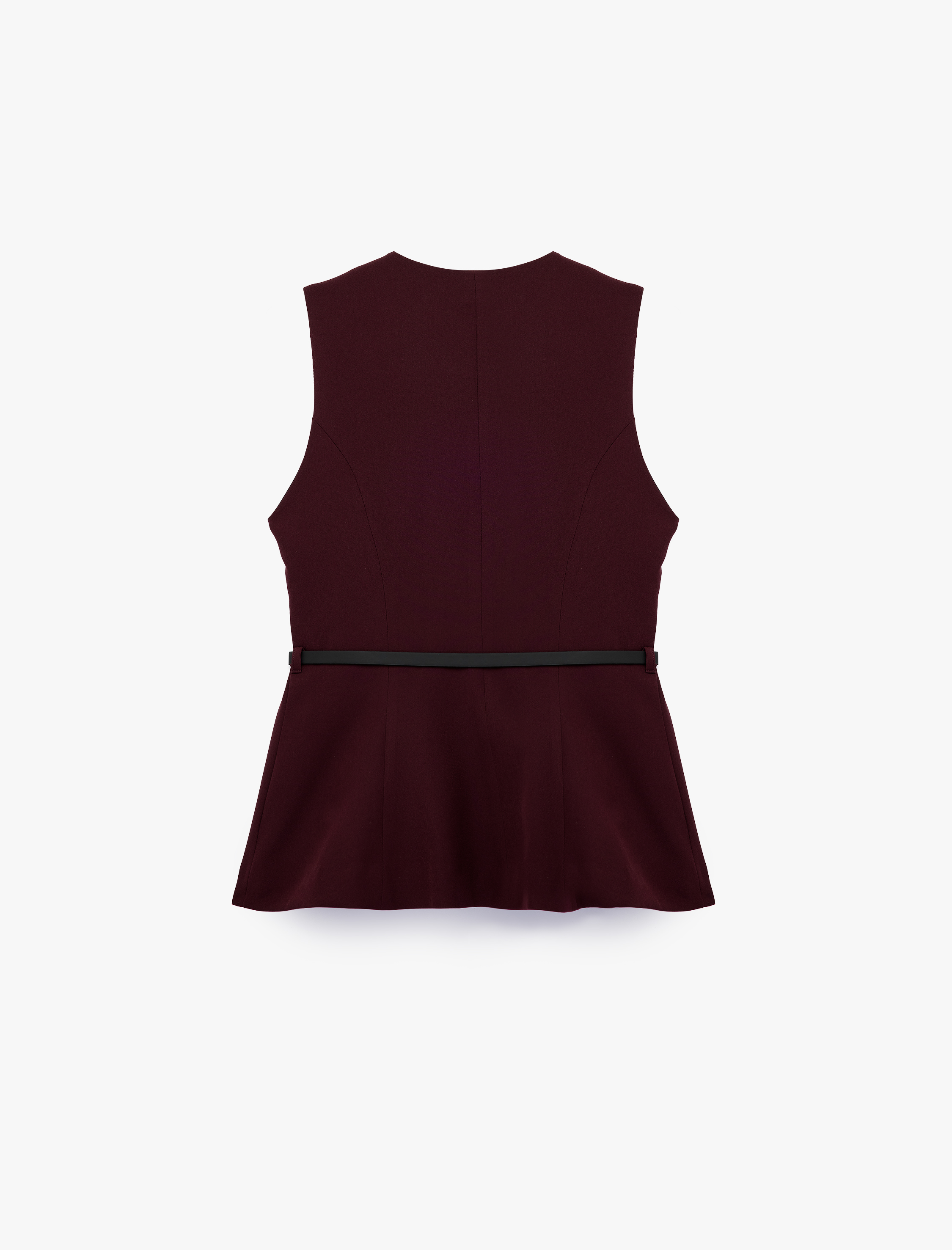   Slim Fit Mücevher Düğmeli Bisiklet Yaka Kemerli Peplum Yelek