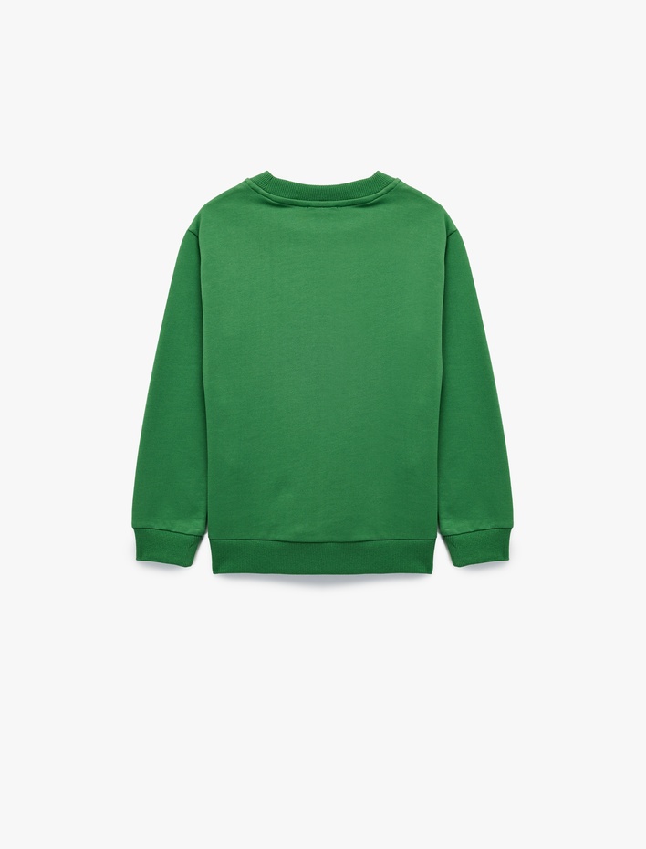 Erkek Çocuk Baskılı Uzun Kollu Bisiklet Yaka Şardonlu Sweatshirt