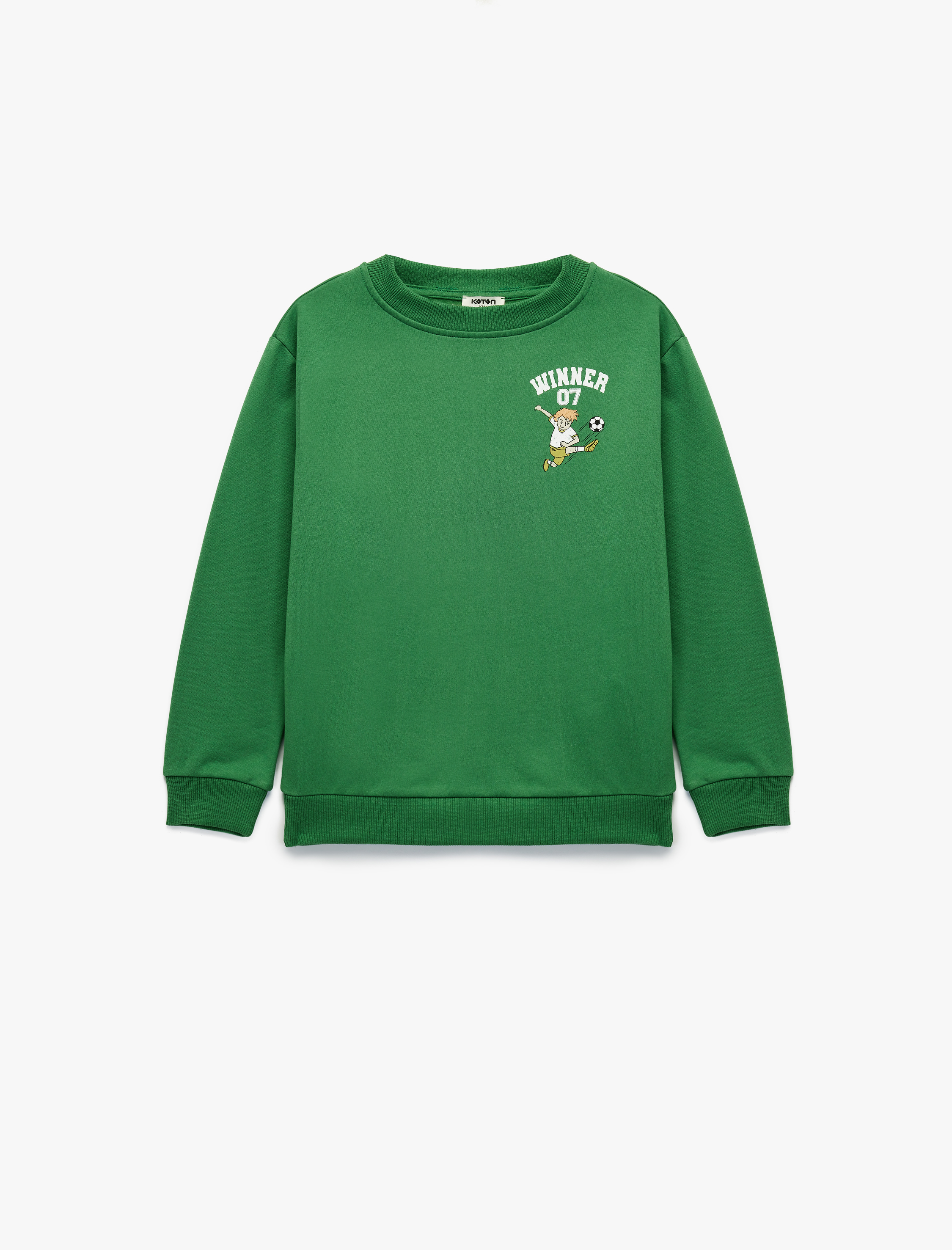  Erkek Çocuk Baskılı Uzun Kollu Bisiklet Yaka Şardonlu Sweatshirt