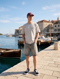 Normal Bel Pamuklu Pis Paça Straight Fit Bermuda Jean Şort