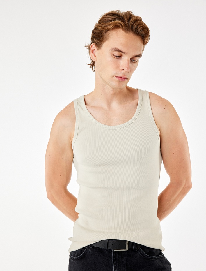  Kolsuz Pamuklu Bisiklet Yaka Slim Fit Atlet