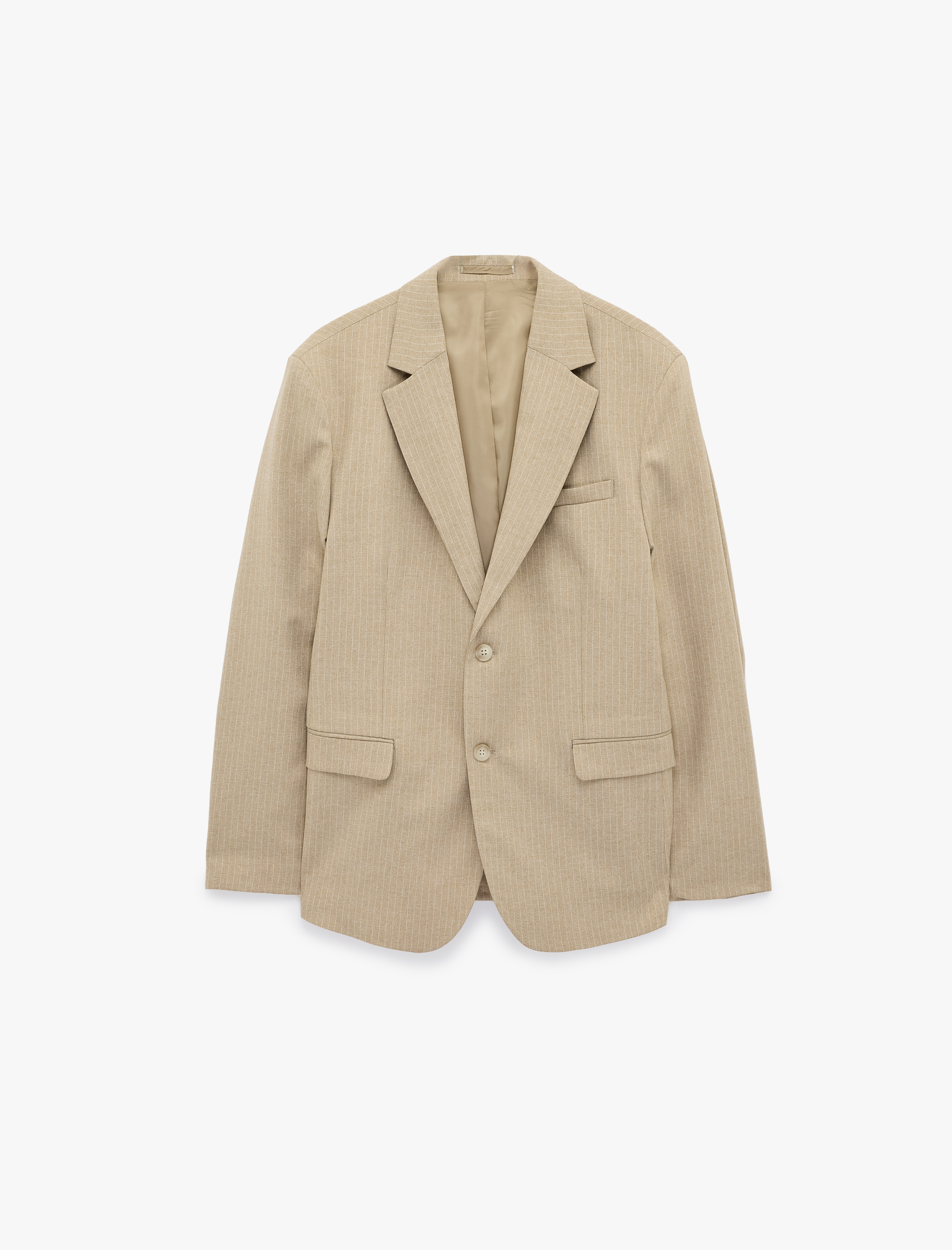   Regular Fit Uzun Kollu Cepli Düğmeli Mono Yaka Blazer Ceket