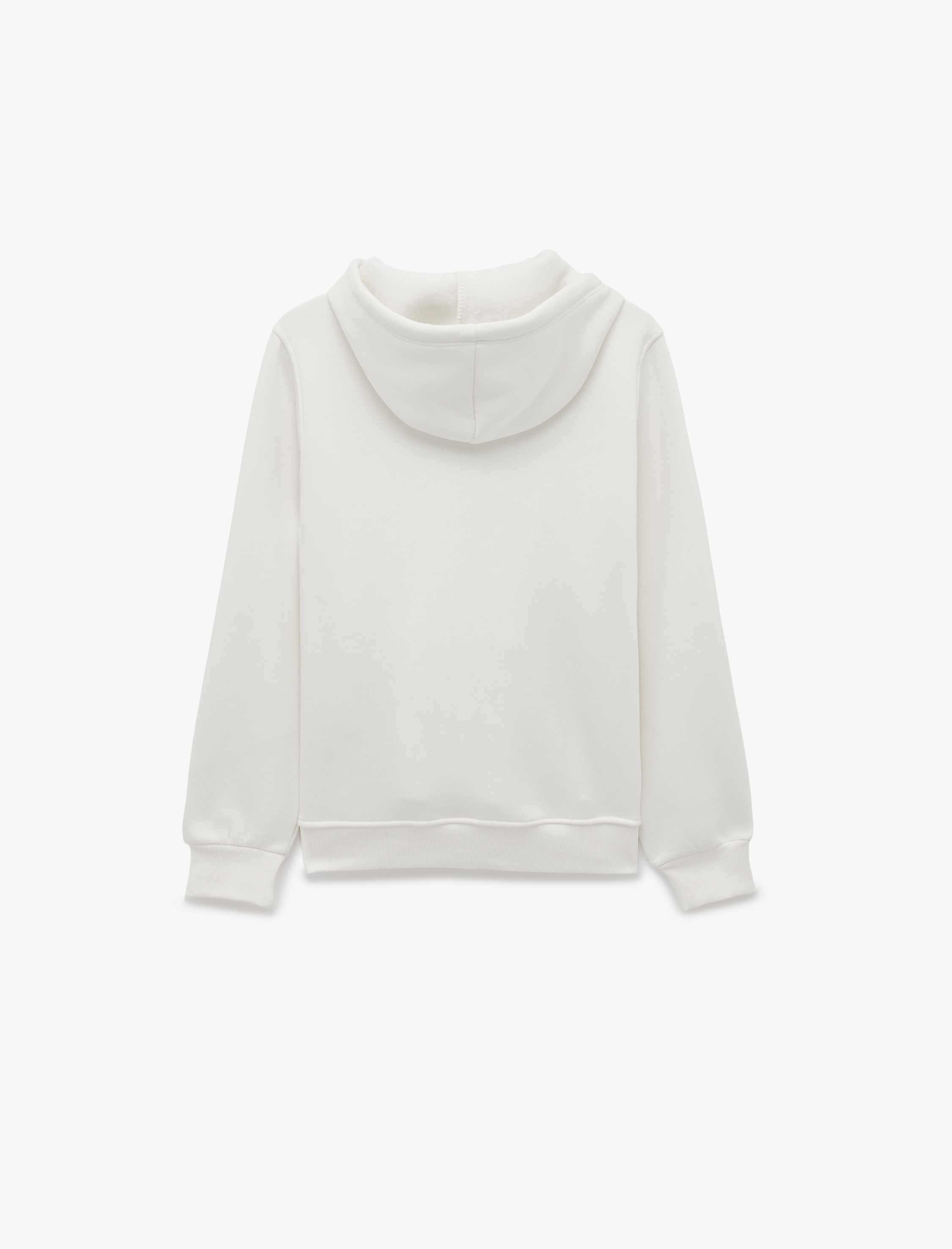   Üç İplik Şardonlu Uzun Kollu Kanguru Cepli Kedi Baskılı Kapüşonlu Sweatshirt