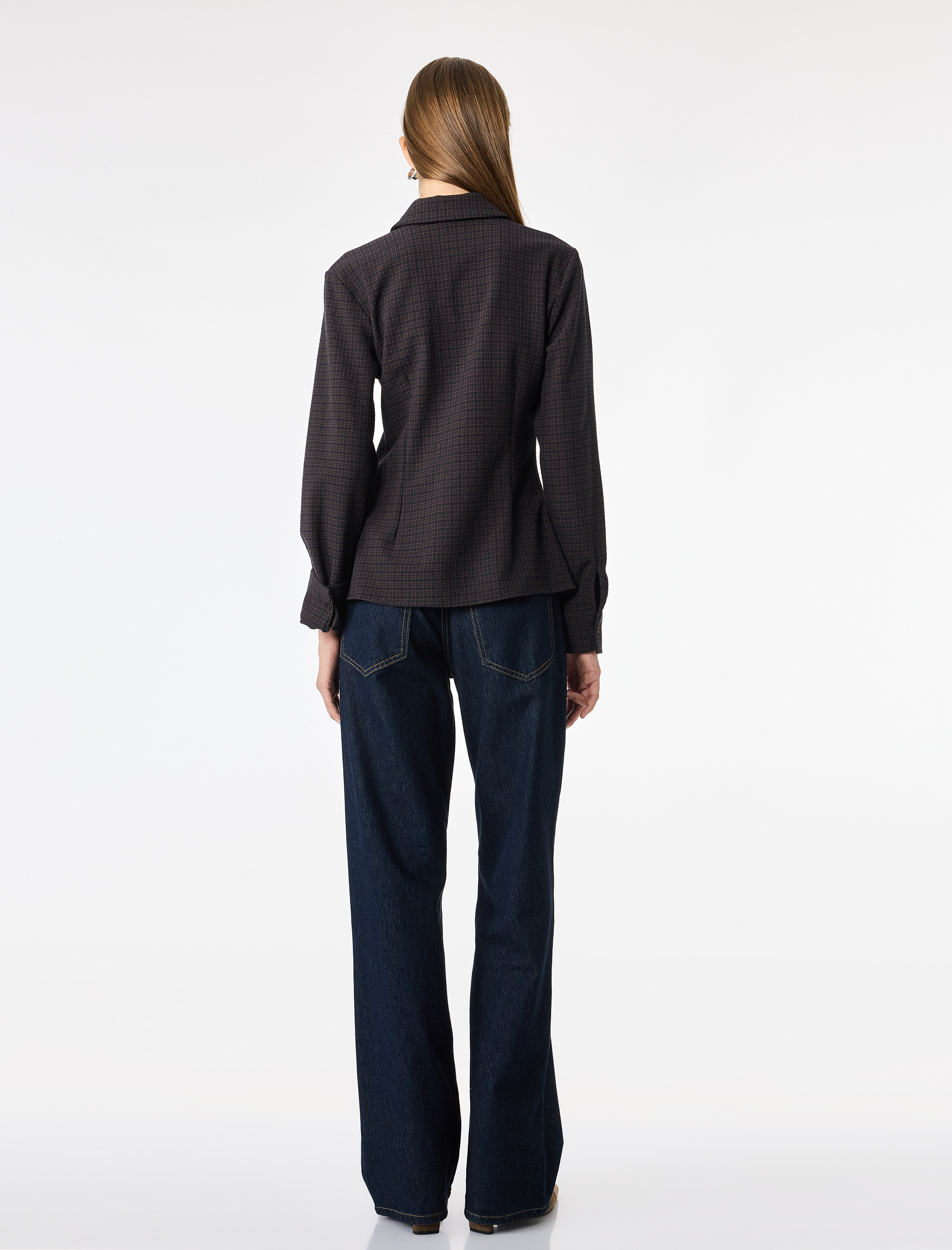   Düğmeli Uzun Kollu Slim Fit Ekose Gömlek