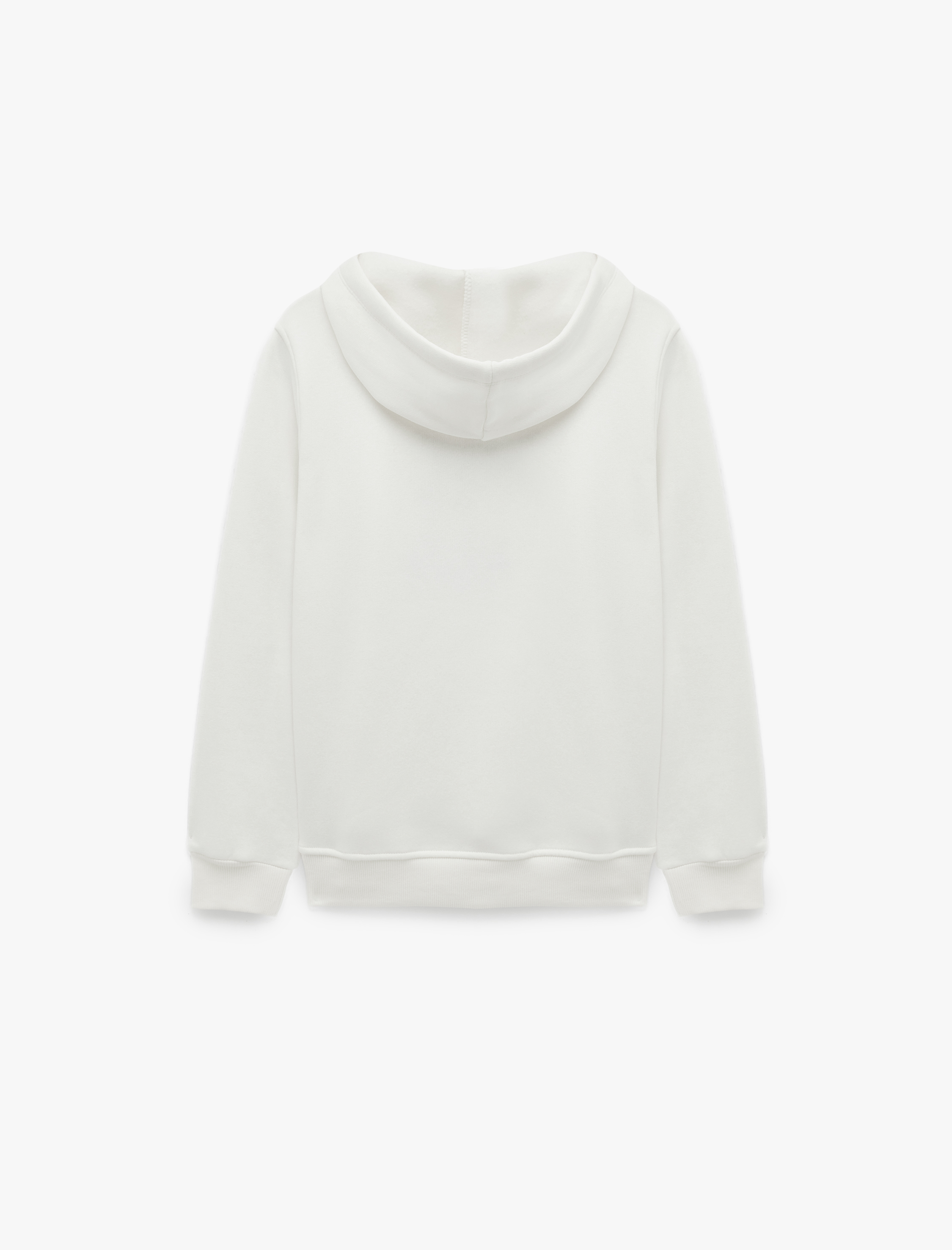   Uzun Kollu Şardonlu Tavşan Baskılı Kapüşonlu Sweatshirt