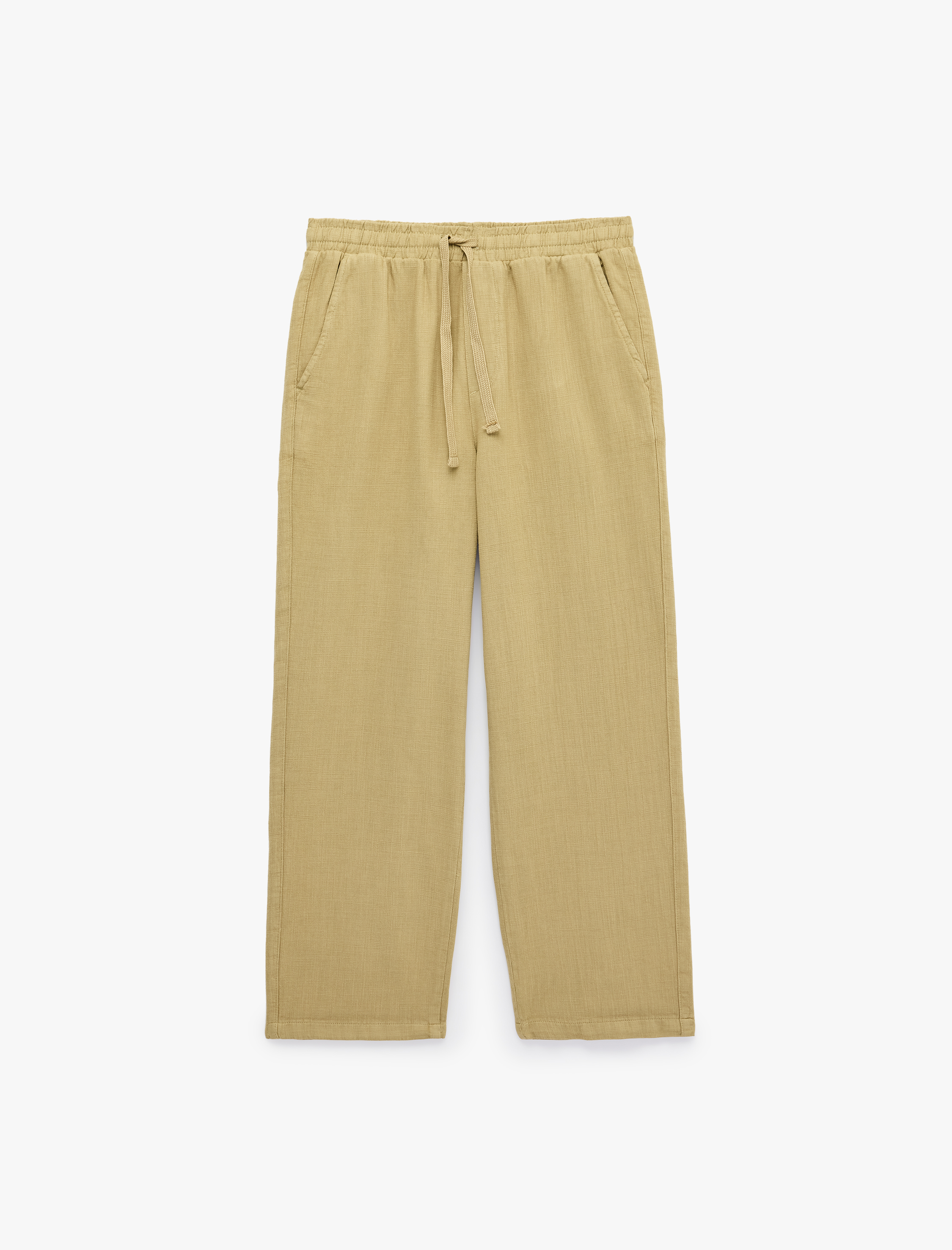   Pamuklu Cepli Beli Lastikli Bağcıklı Pantolon