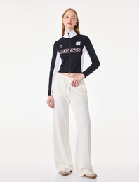 Pamuklu Slim Fit Fermuarlı Uzun Kollu Dik Yaka Tişört